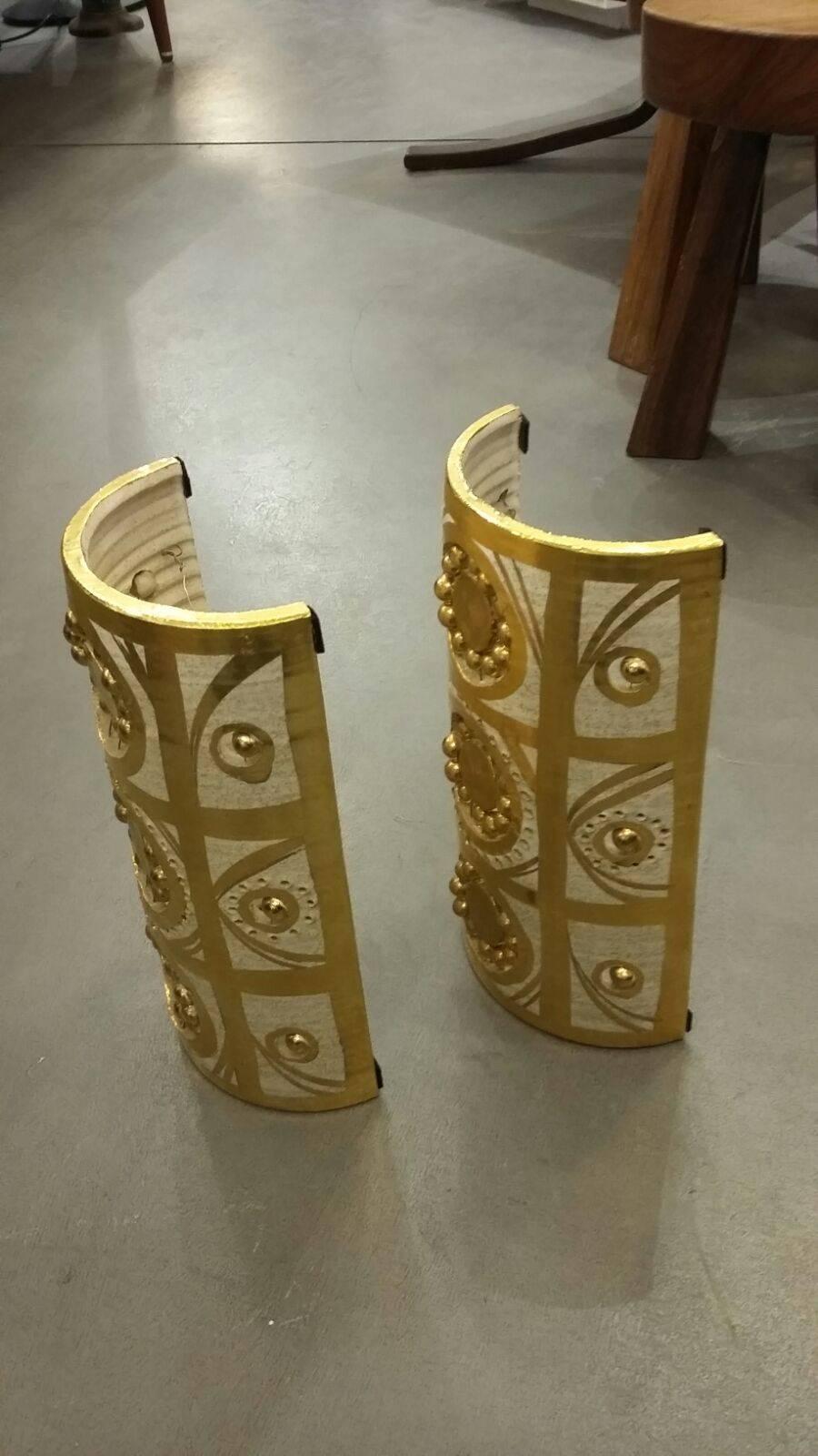 French Georges Pelletier Beautiful Pair of Ceramic Sconces, circa 1970 For Sale