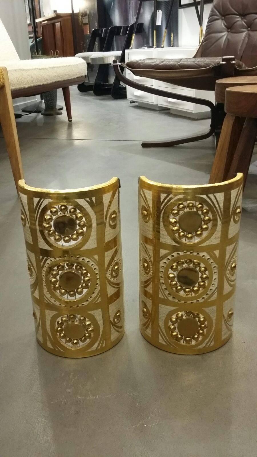 Georges Pelletier Beautiful Pair of Ceramic Sconces, circa 1970 In Excellent Condition For Sale In Megeve, FR
