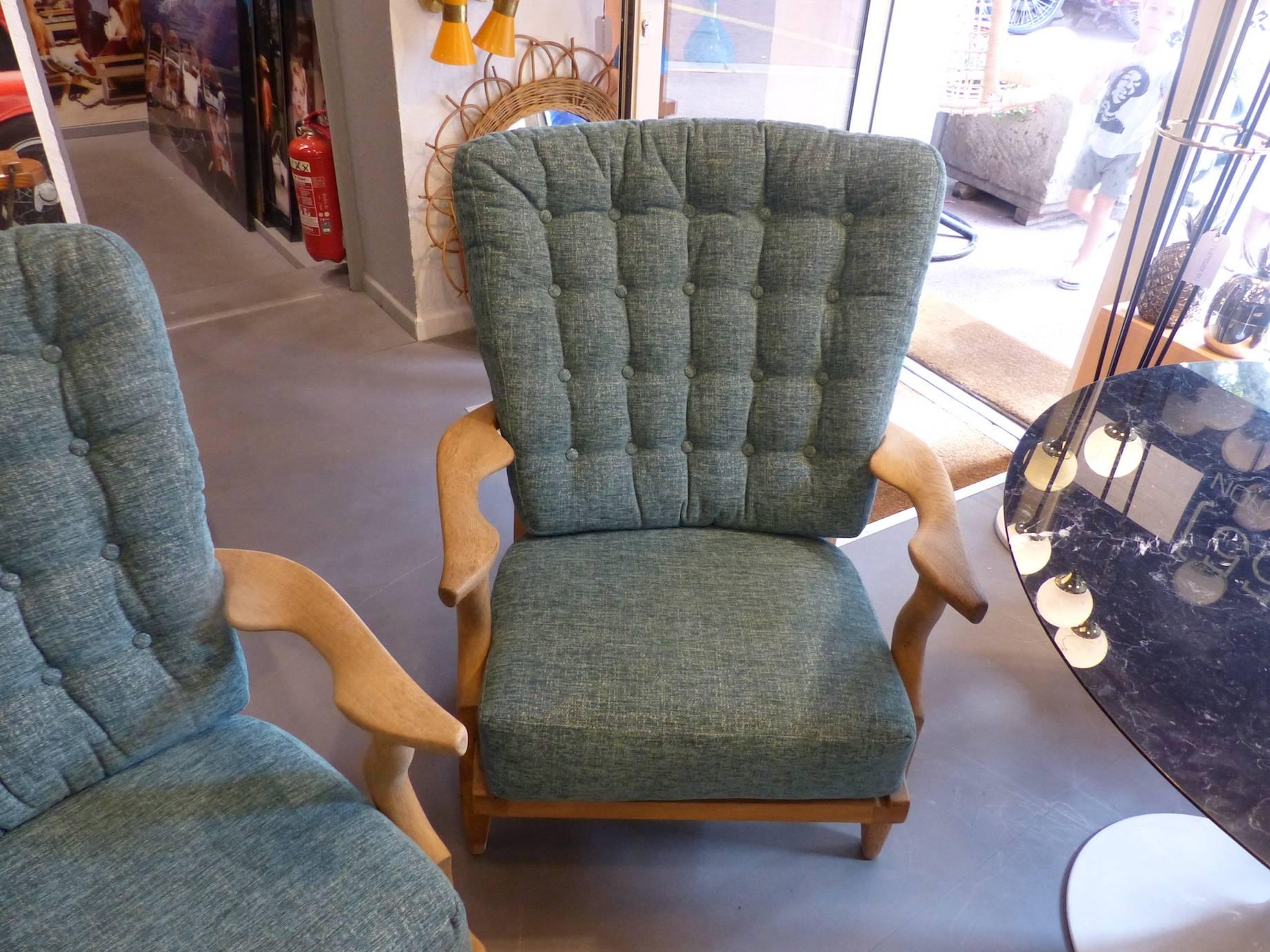 Beautiful Guillerme and Chambron pair of armchairs, circa 1960, in excellent condition.