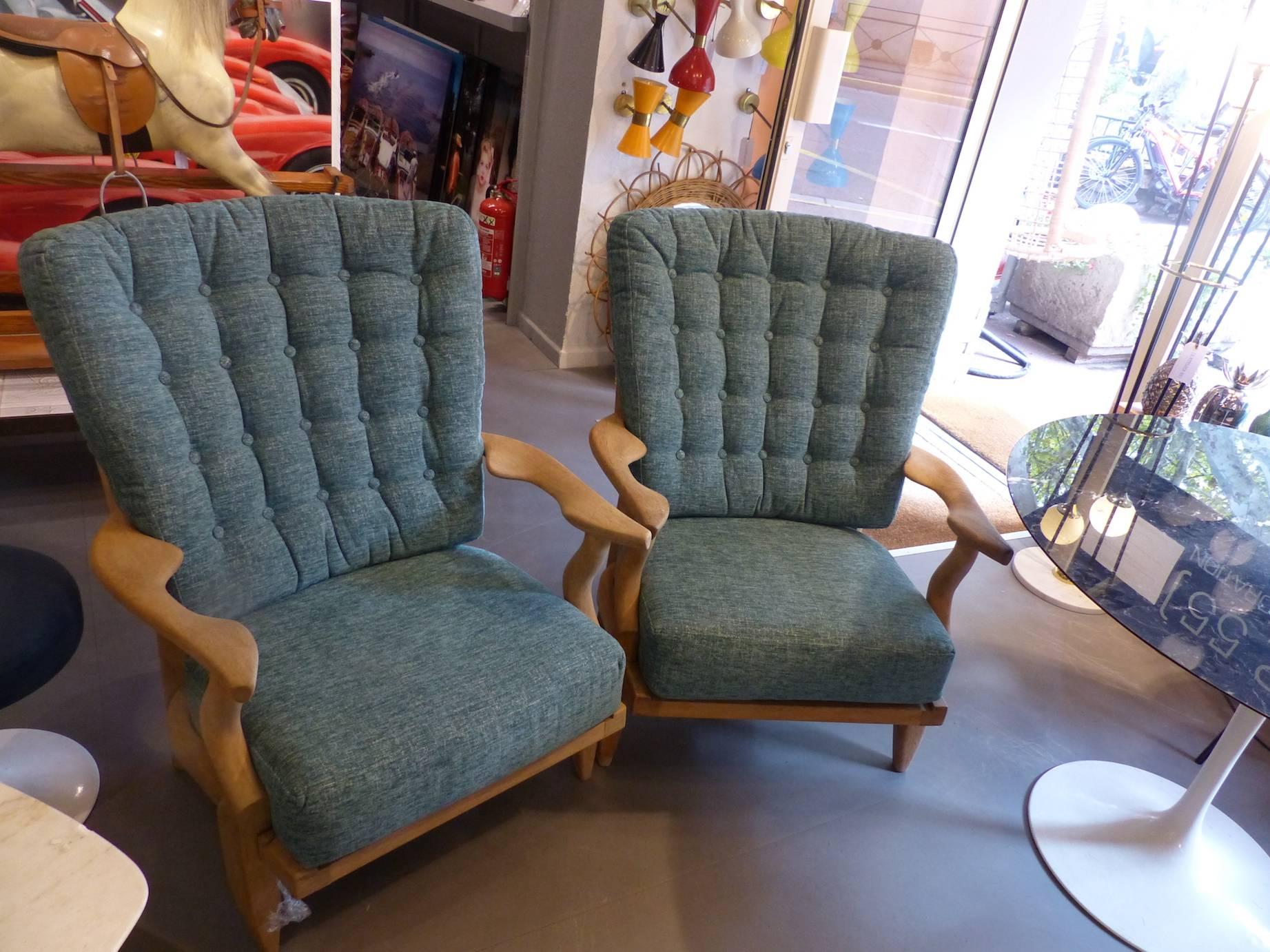 Mid-Century Modern Beautiful Guillerme and Chambron Pair of Armchairs, circa 1960 For Sale