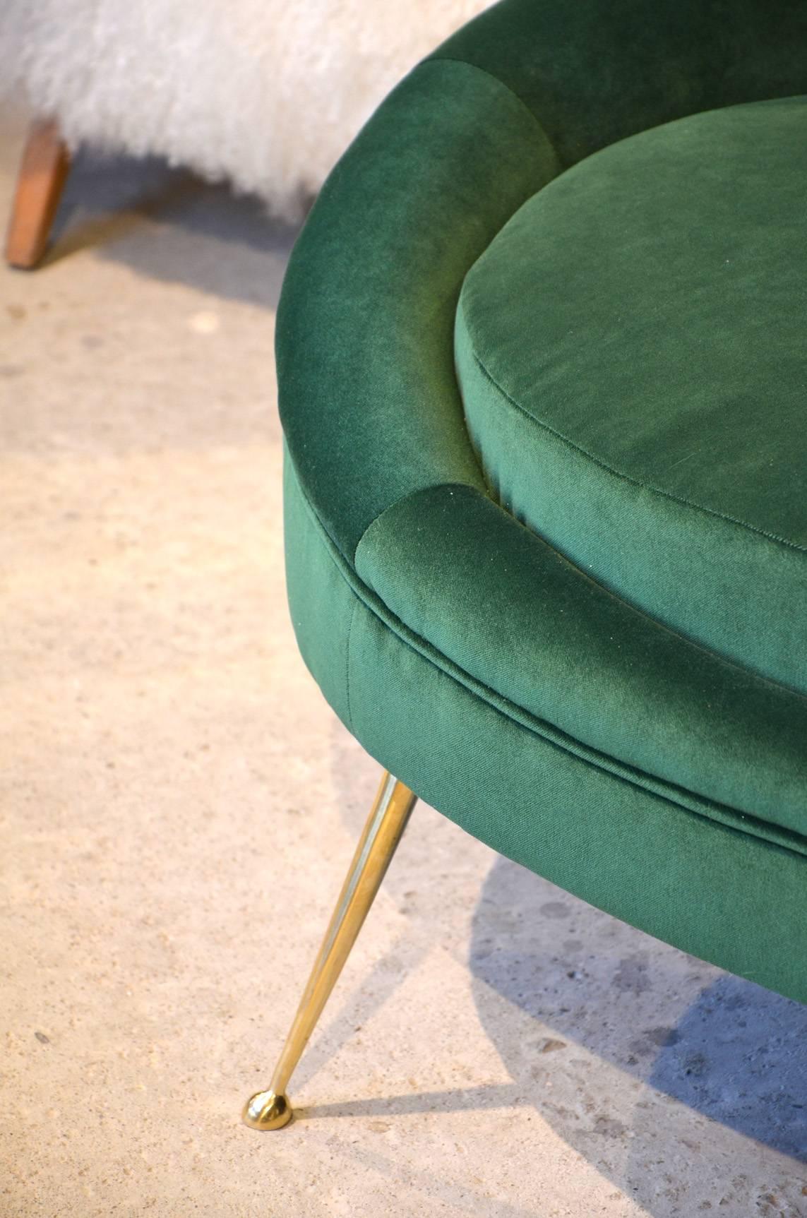 Italian Huge Pair of Ico Parisi Style Sofa Green Velvet