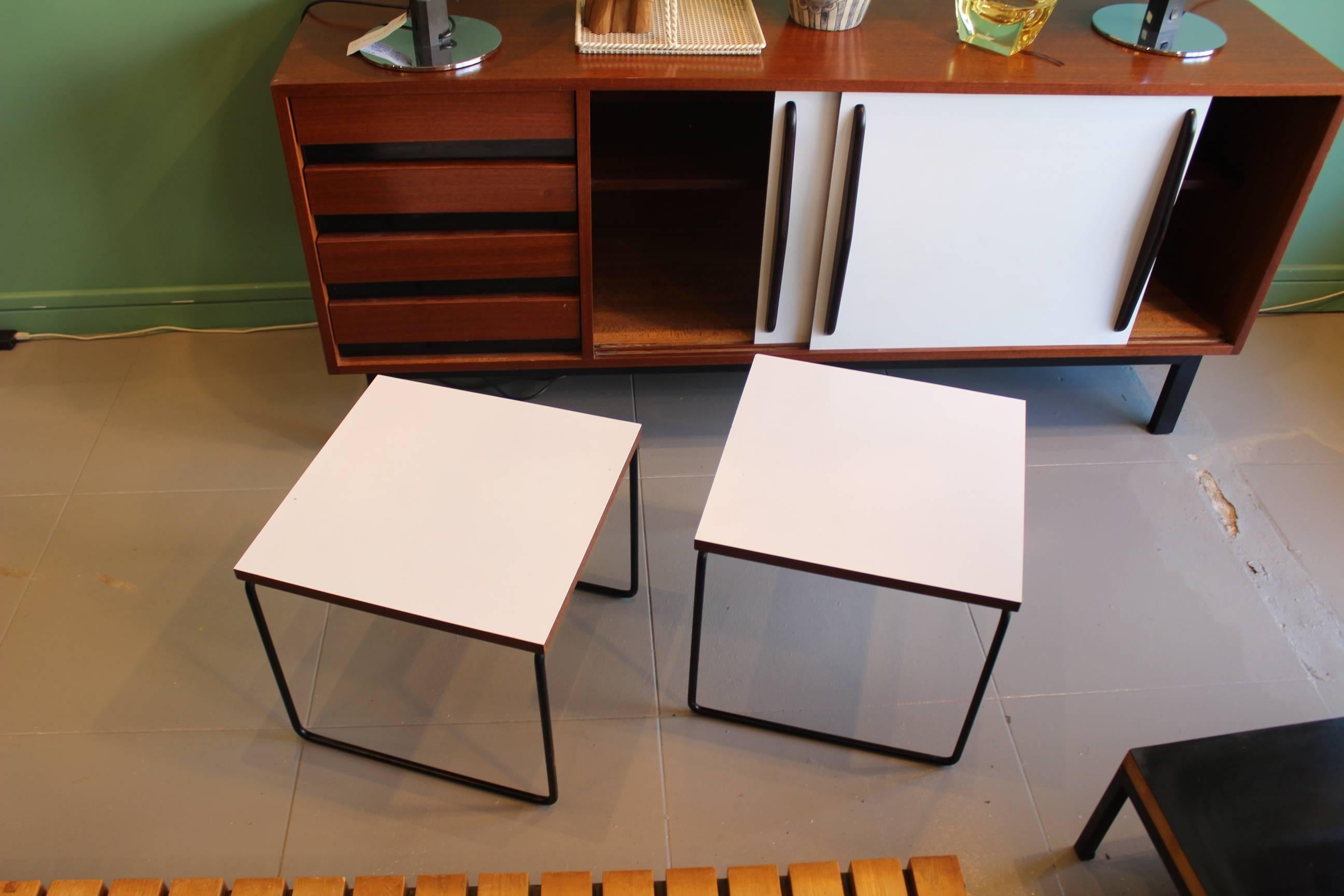 French Pierre Guariche Beautiful Pair of Side Tables for Steiner, circa 1950 For Sale