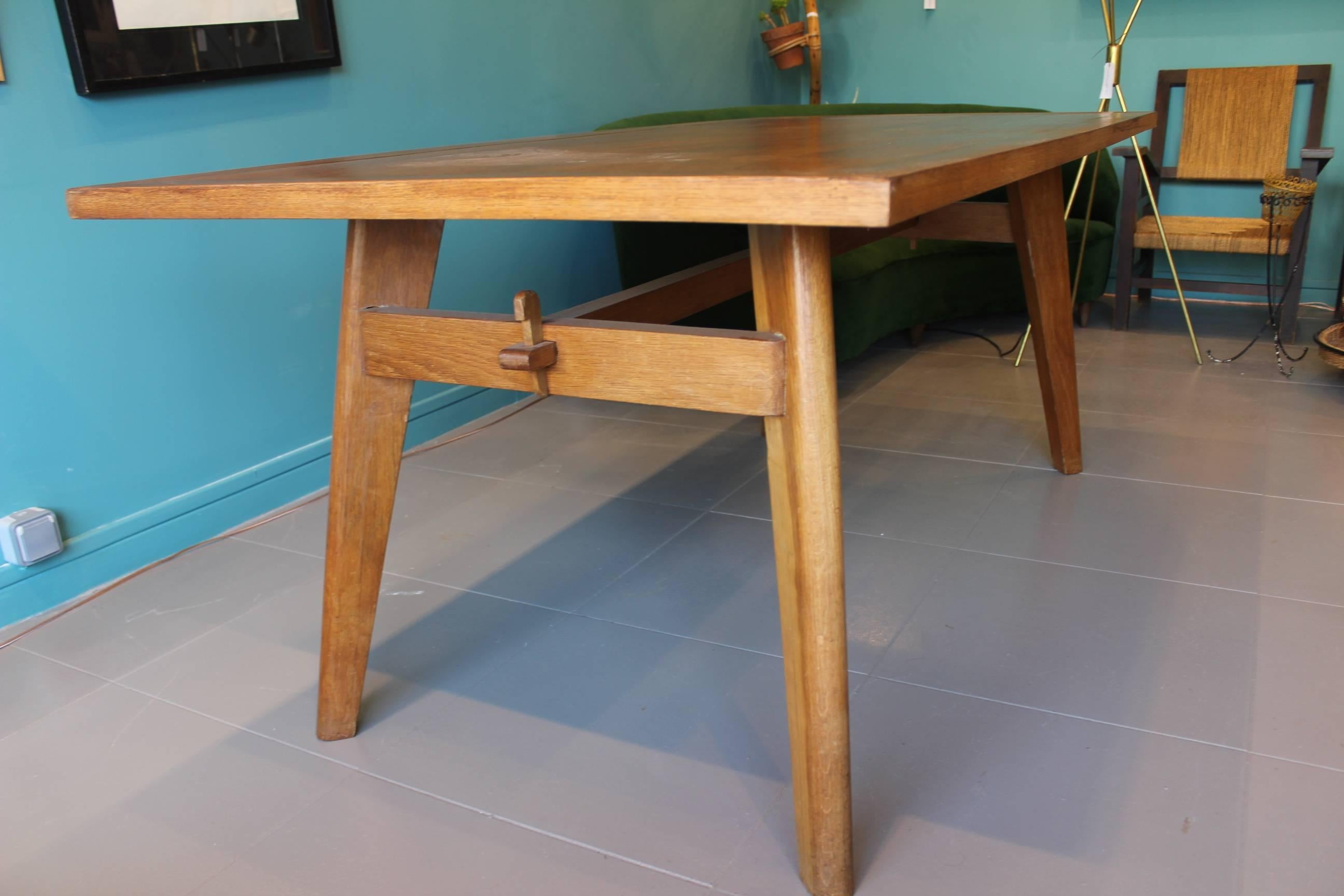 Fantastic Dining Table In The Taste Of Pierre Jeanneret and Charlotte Perriand, circa 1960, in excellent condition