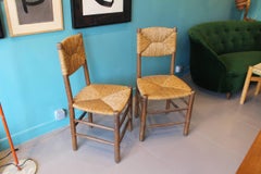 Charlotte Perriand Beautiful Pair of Woven Straw Chairs, circa 1950