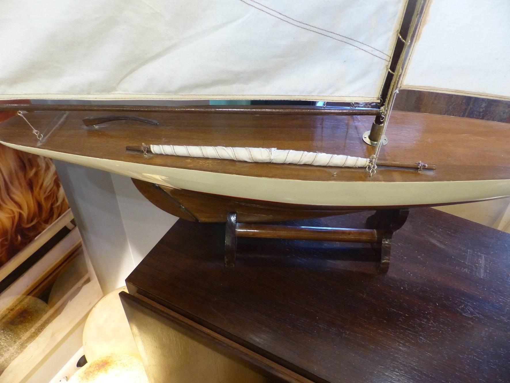 Mid-Century Modern Beautiful Sailboat Wood Model, circa 1960 For Sale