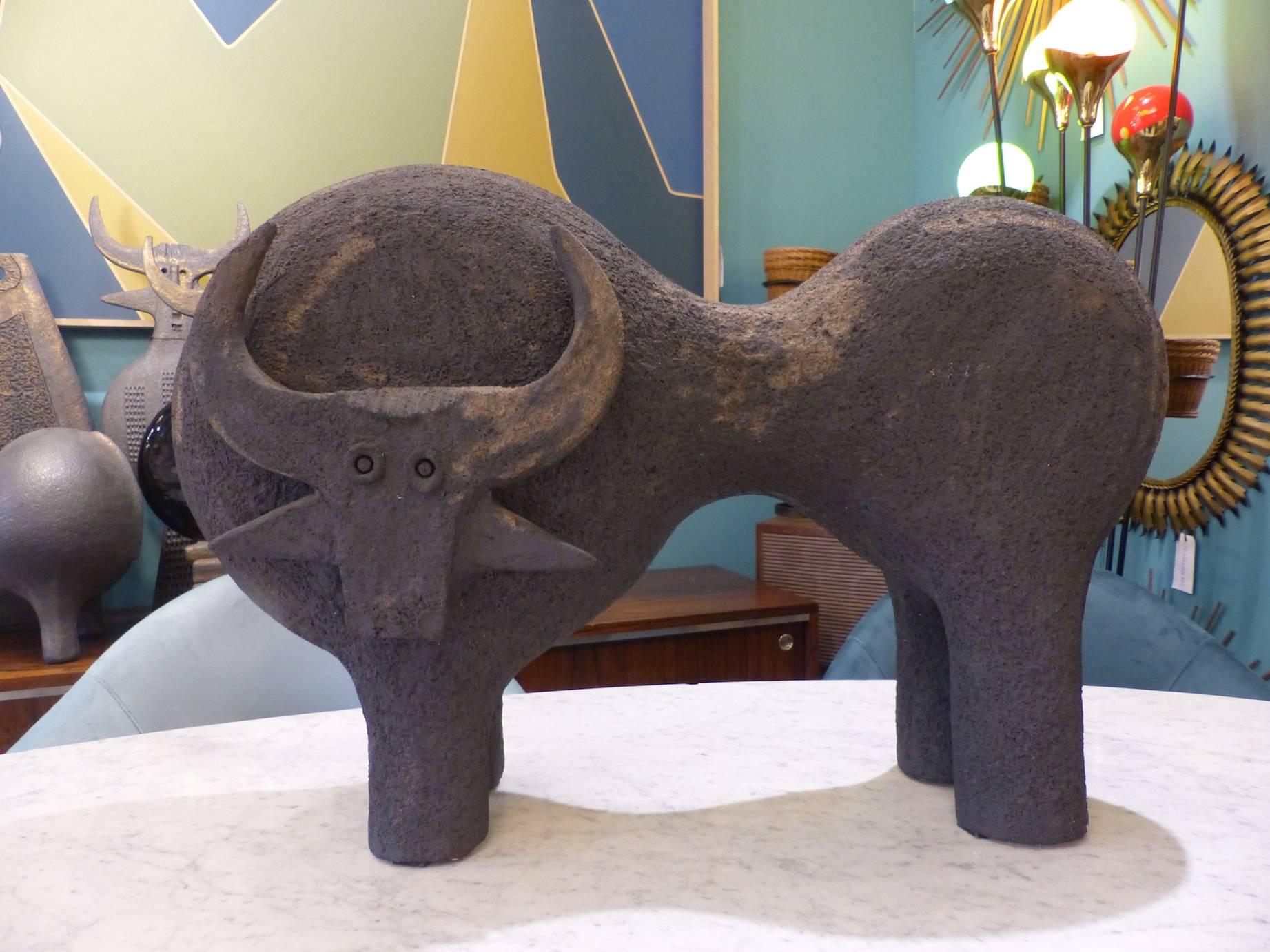 Huge Taurus ceramic sculpture by Dominique Pouchain in excellent condition.