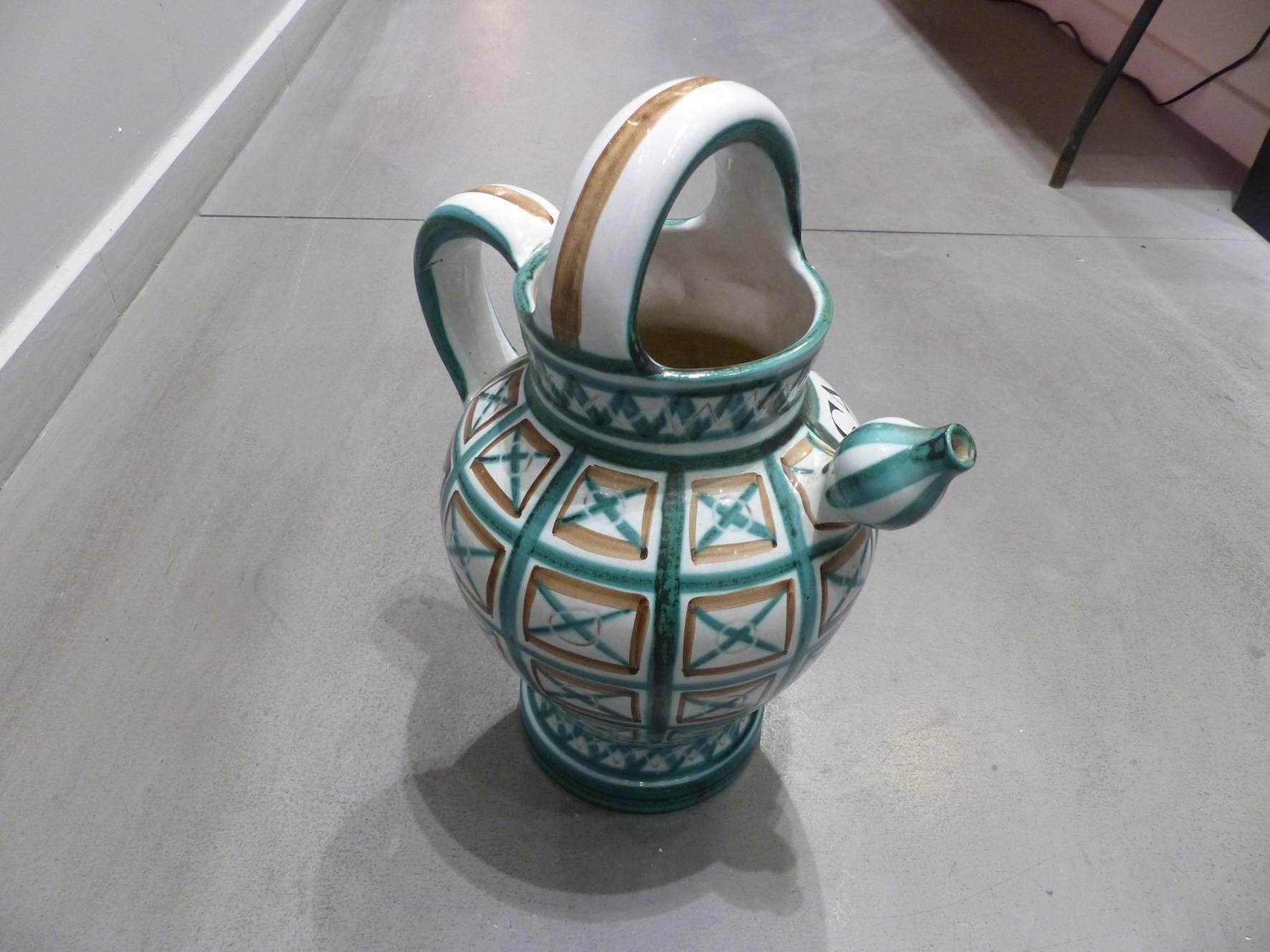 Mid-Century Modern Robert Picault Ceramic Sangria Pitcher, circa 1960 For Sale