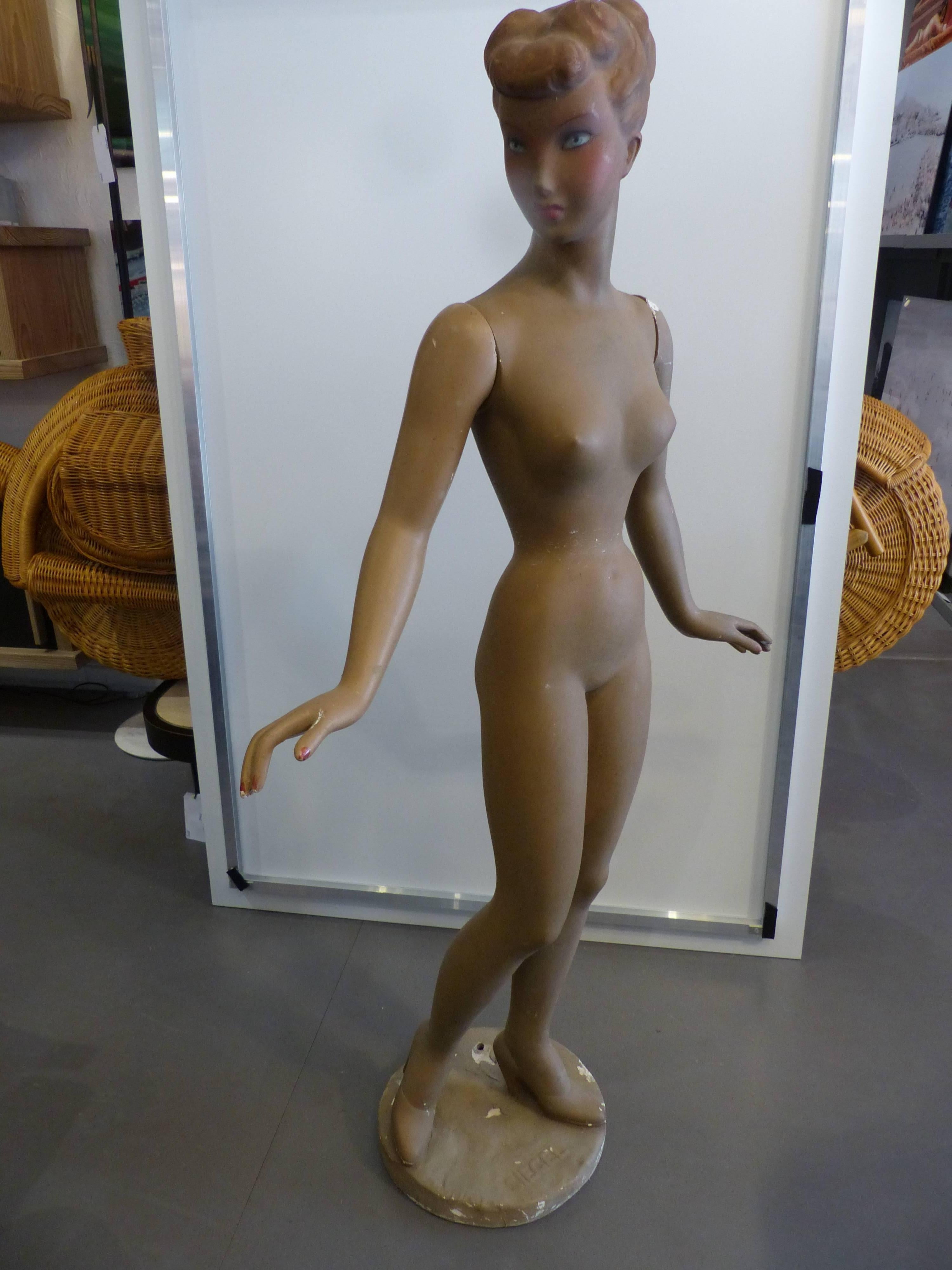 Fantastic Siegel plaster shop mannequin, circa 1950
Good condition, minor losses and cracks visible on the photos.