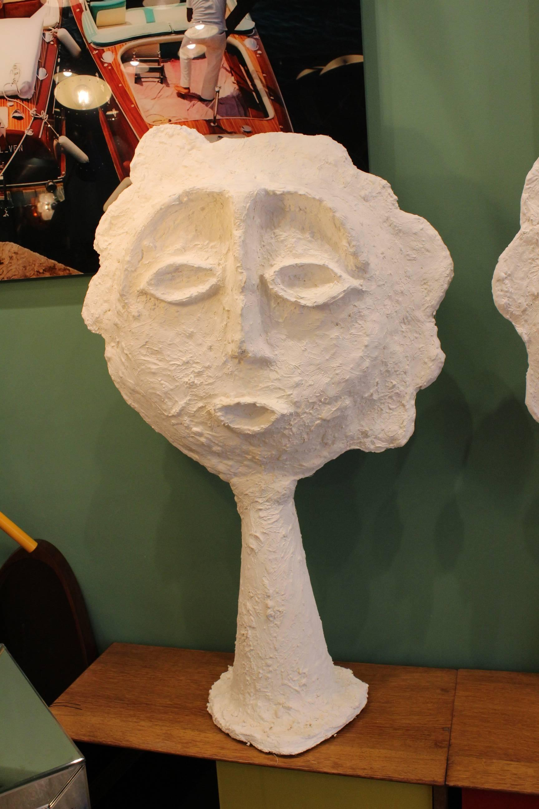 Fantastic head plaster sculpture By Philippe Valentin, in excellent condition.
(Another model available to form a pair.).