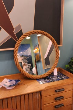 Beautiful Audoux and Minet Rope Rond Mirror, circa 1960