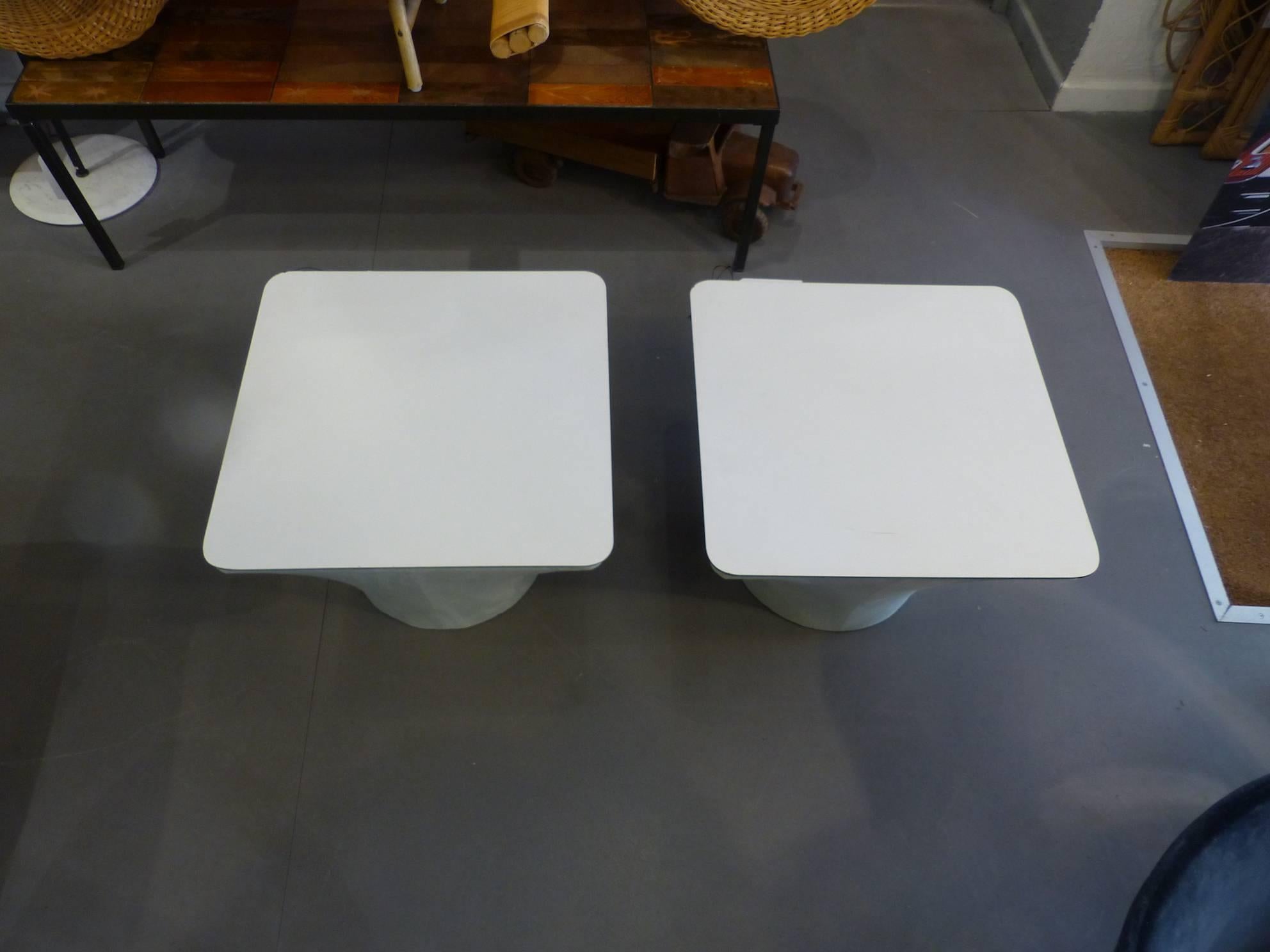 French Beautiful Pair of Side Tables Mushroom, circa 1960 For Sale