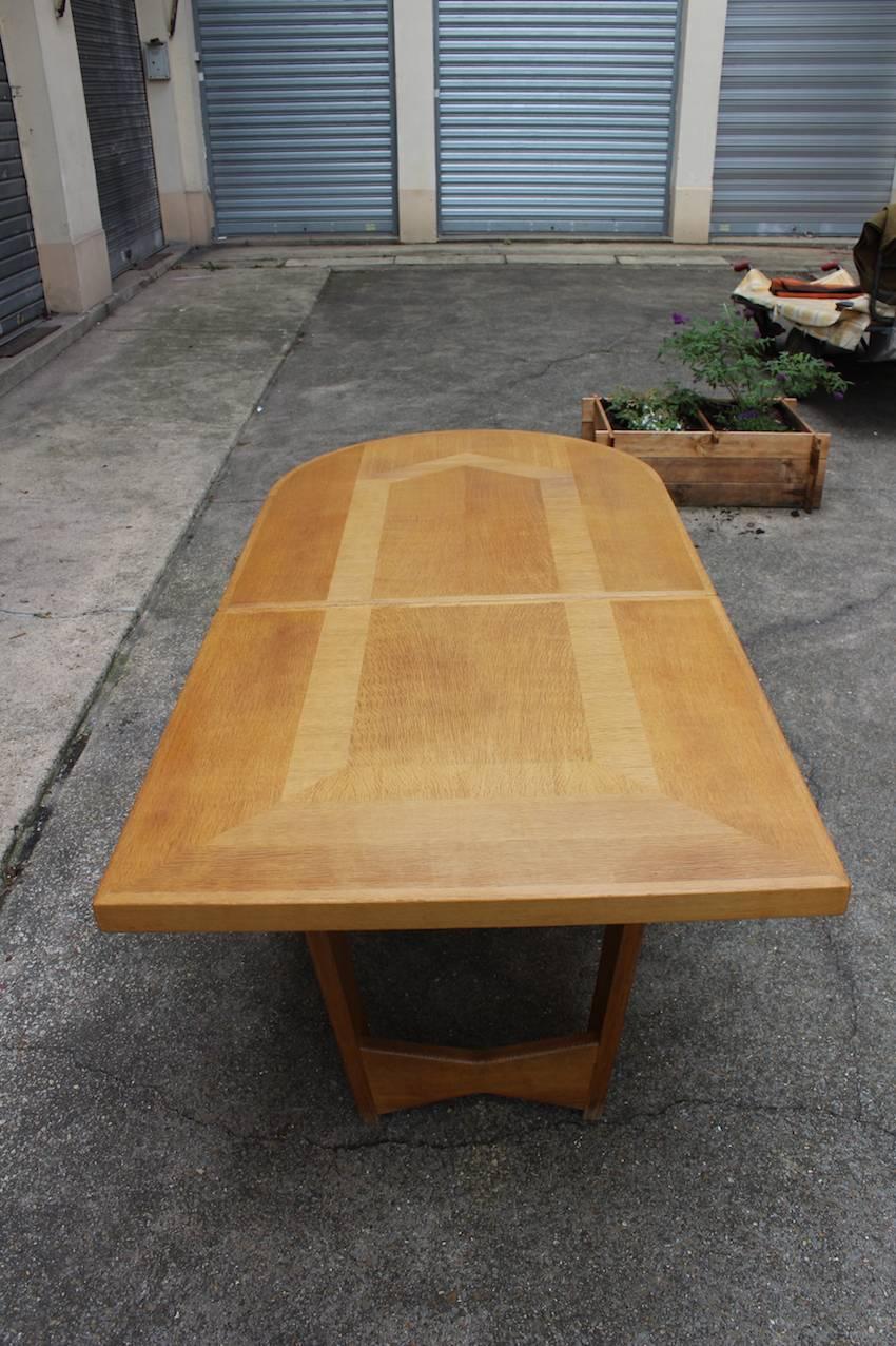 Mid-Century Modern Fantastic Guillerme et Chambron Oak Dining Table with Two Extensions, circa 1960 For Sale