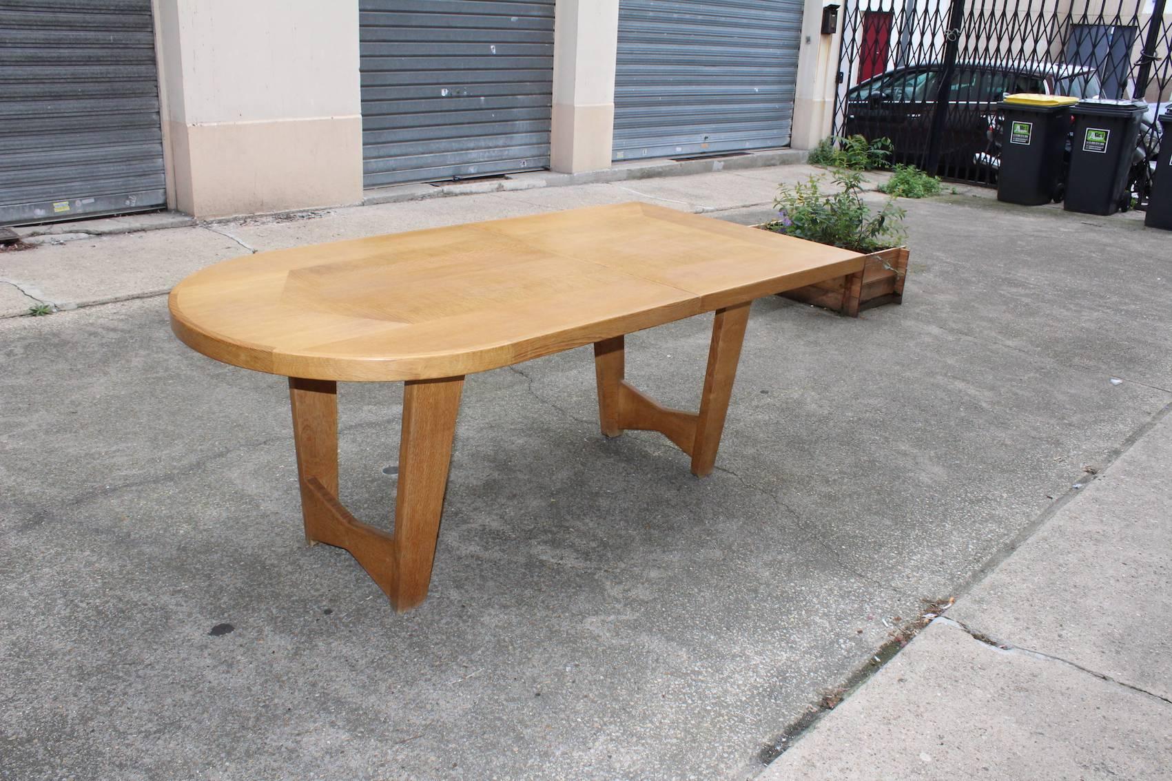 Fantastic Guillerme et Chambron Oak Dining Table with Two Extensions, circa 1960 For Sale 2