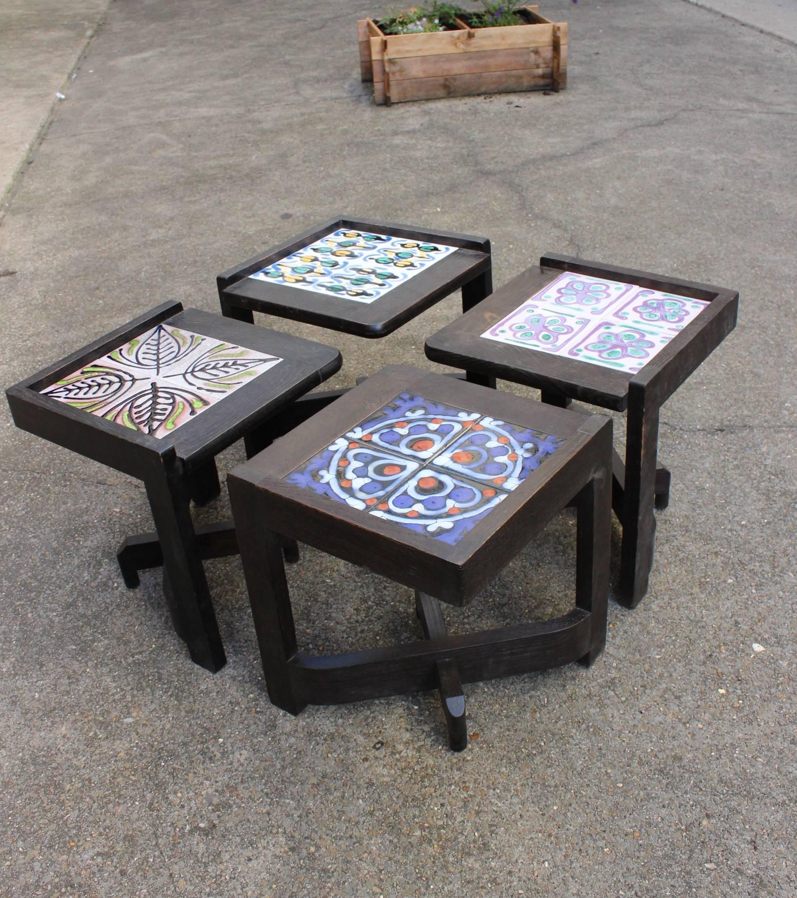 Mid-Century Modern Guillerme and Chambron Fantastic Set of Four End Tables, circa 1960 For Sale
