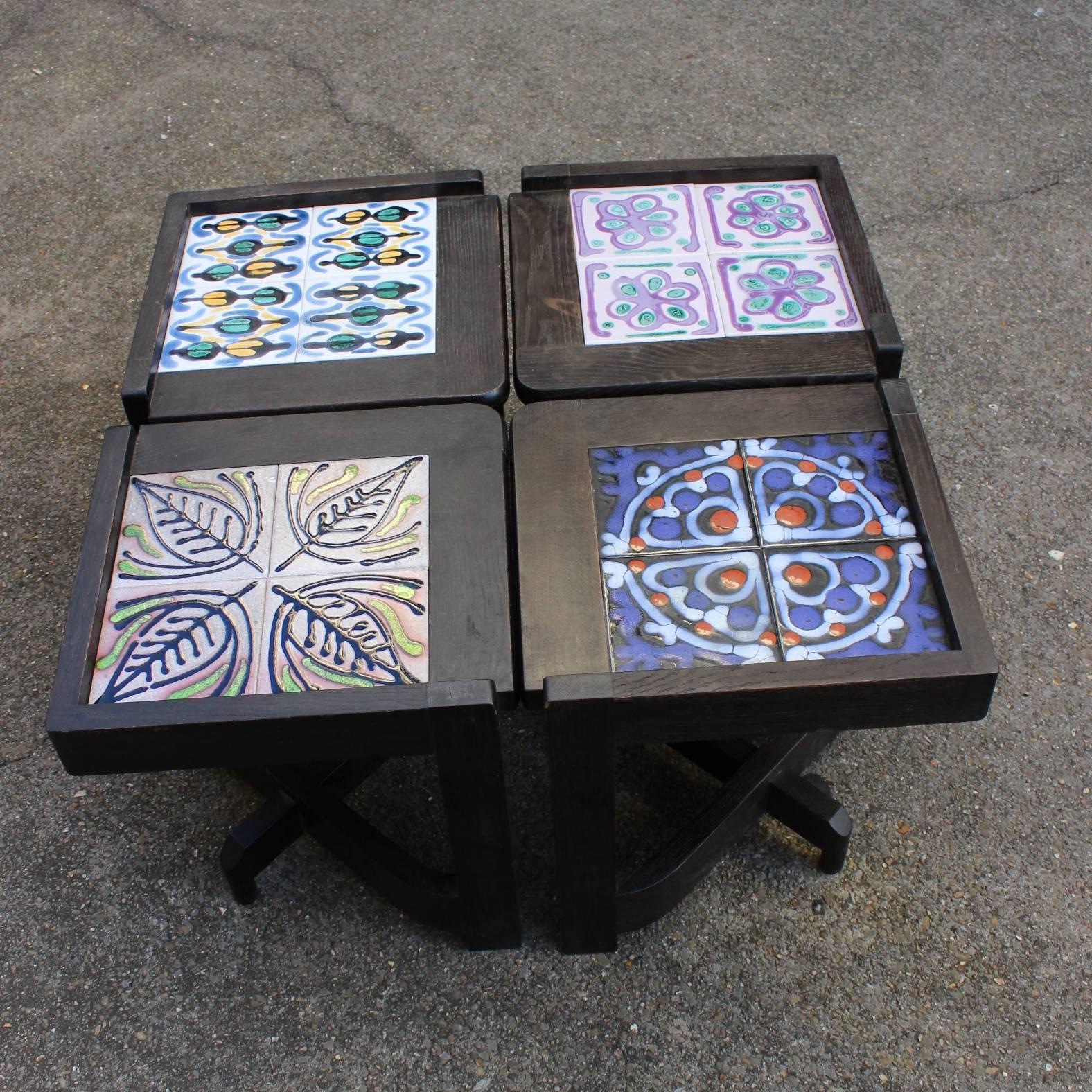 Guillerme and Chambron Fantastic Set of Four End Tables, circa 1960 For Sale 1