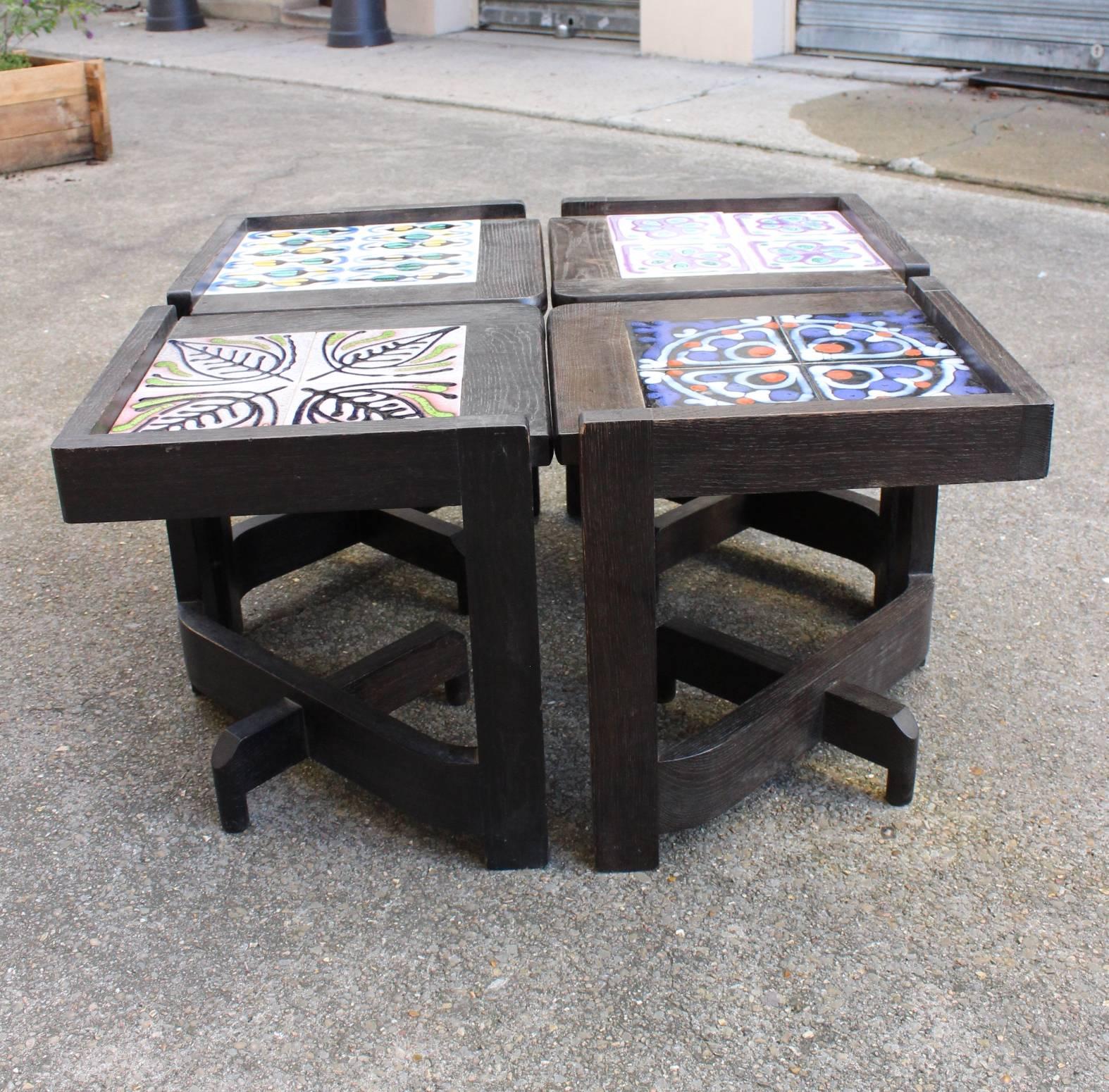 Guillerme and Chambron Fantastic Set of Four End Tables, circa 1960 For Sale 2