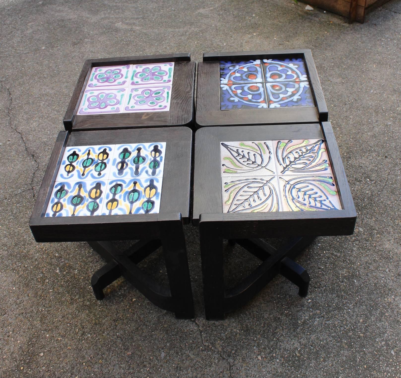 Guillerme and Chambron Fantastic Set of Four End Tables, circa 1960 For Sale 3