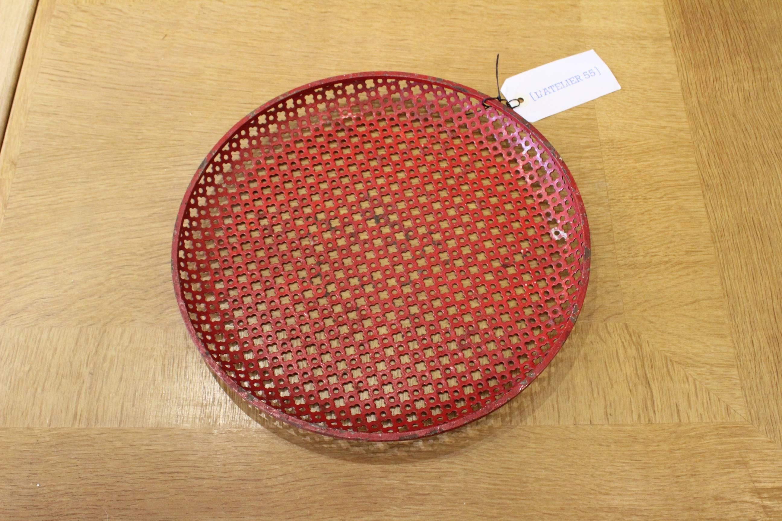 Beautiful Mathieu Matégot red serving tray circa 1950, in good condition, a very minor painting loss and rust points.