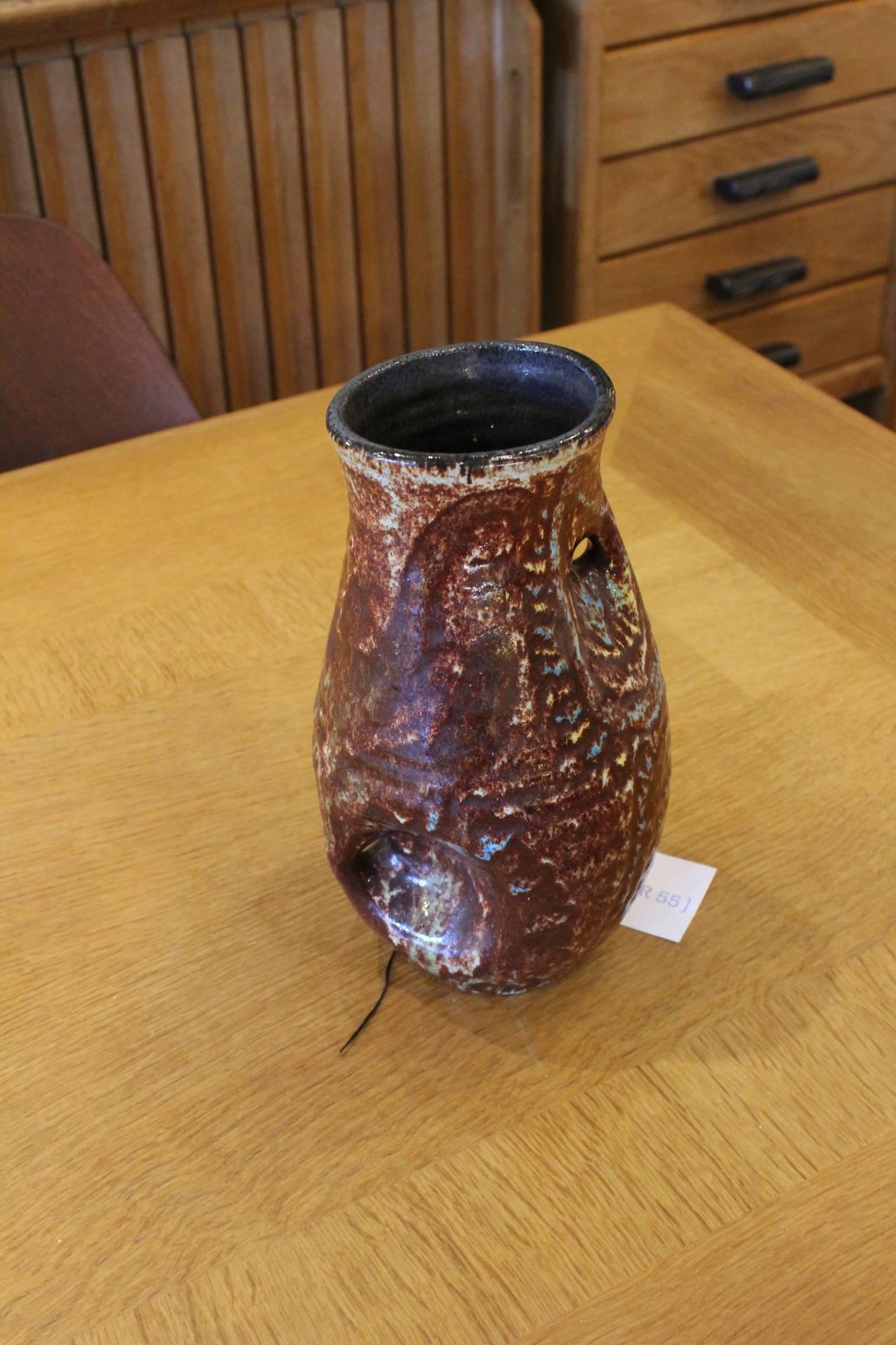 Mid-Century Modern Beautiful Accolay Ceramic Vase, circa 1960 For Sale