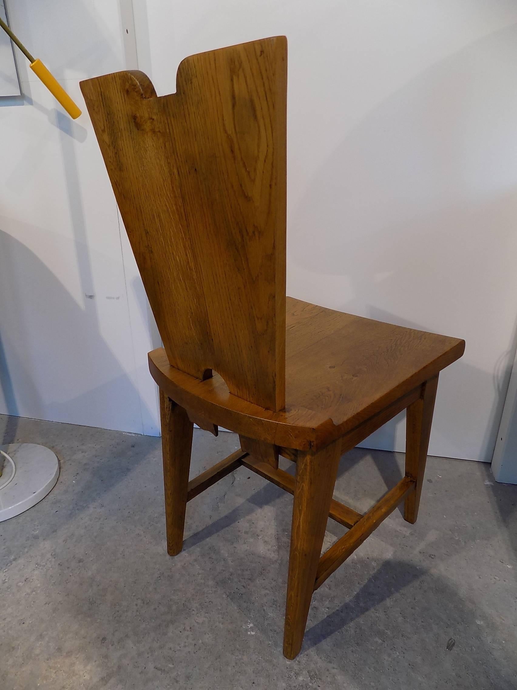 Mid-Century Modern Henry Jacques Le Meme - Magnifique chaise en chêne, vers 1940