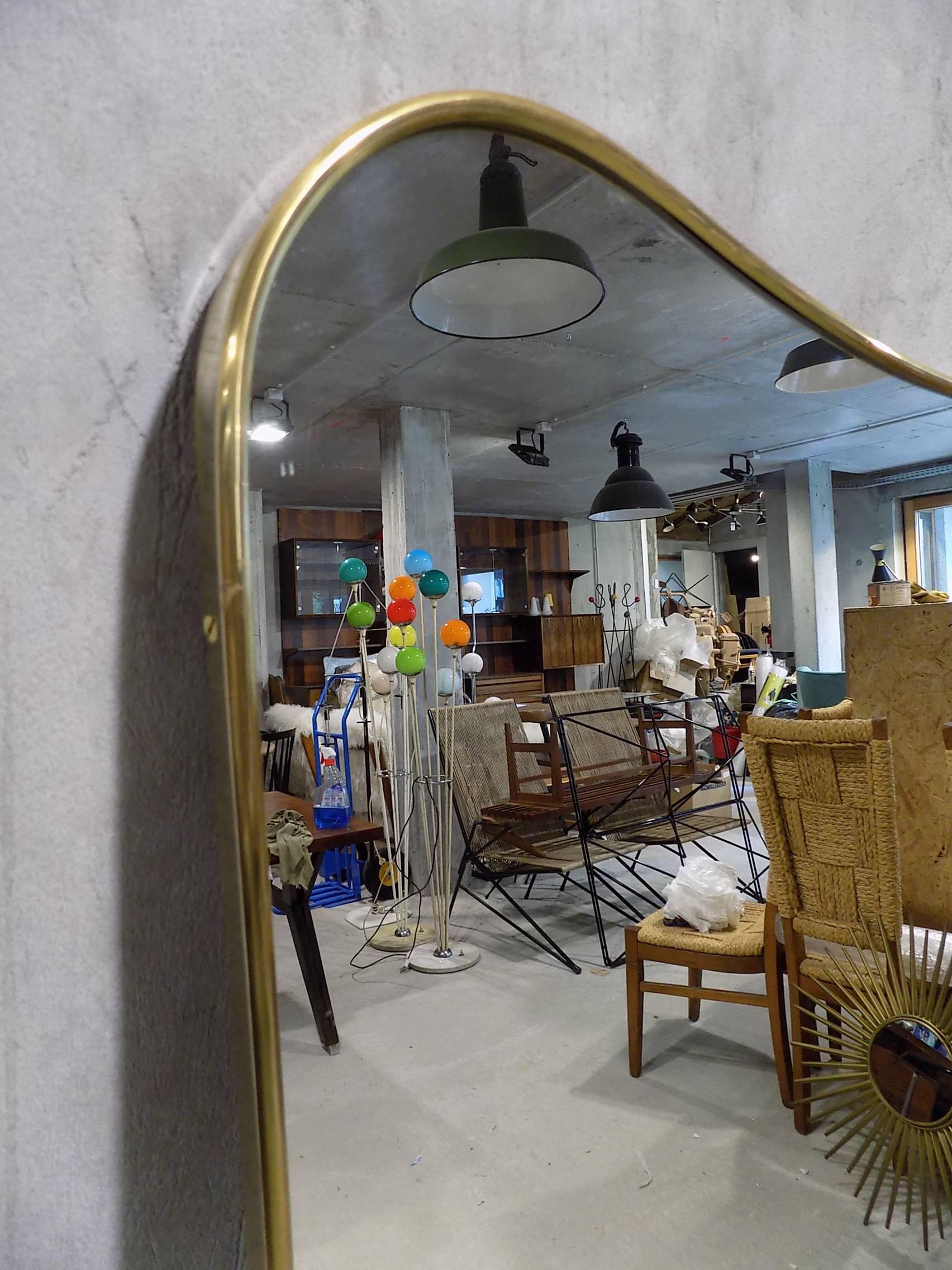 Mid-Century Modern Beautiful Italian Brass Mirror