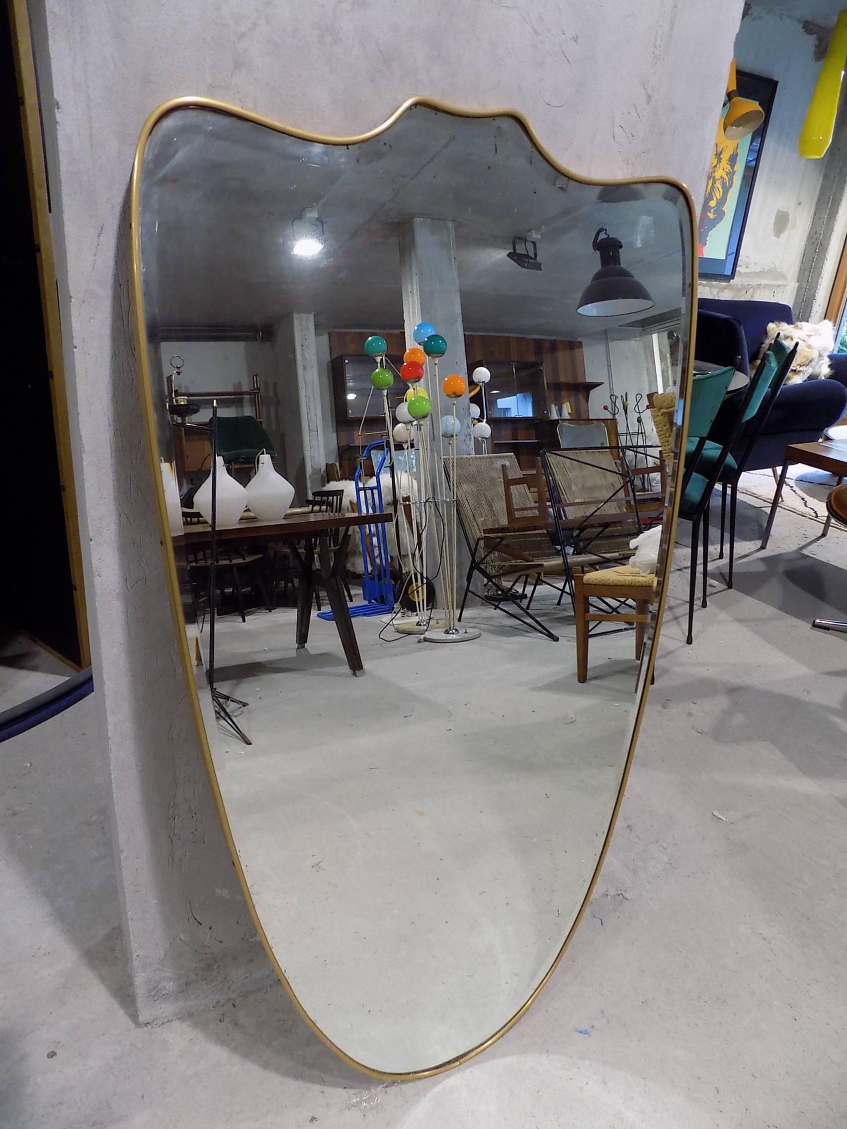 Mid-Century Modern Beautiful Italian Brass Mirror, circa 1960