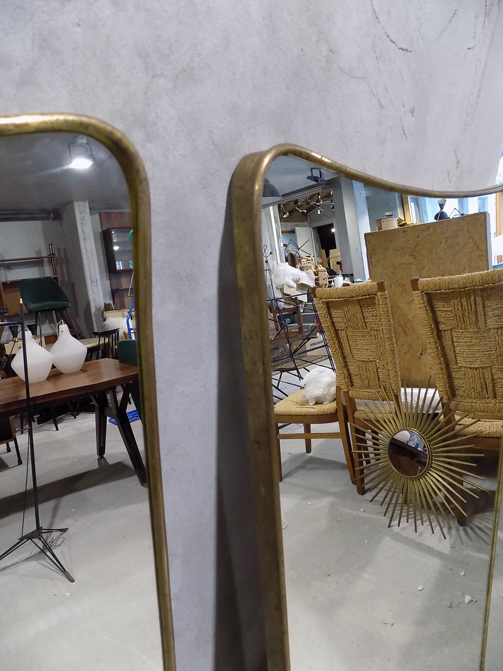 Mid-Century Modern Beautiful Pair of 1960 Italian Brass Mirror