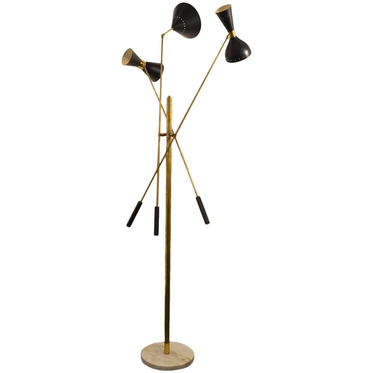 Italian Floor Lamp, brass and marble