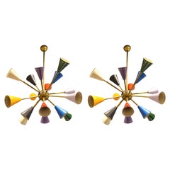 Pair of Multicolored Italian Sputnik Chandelier