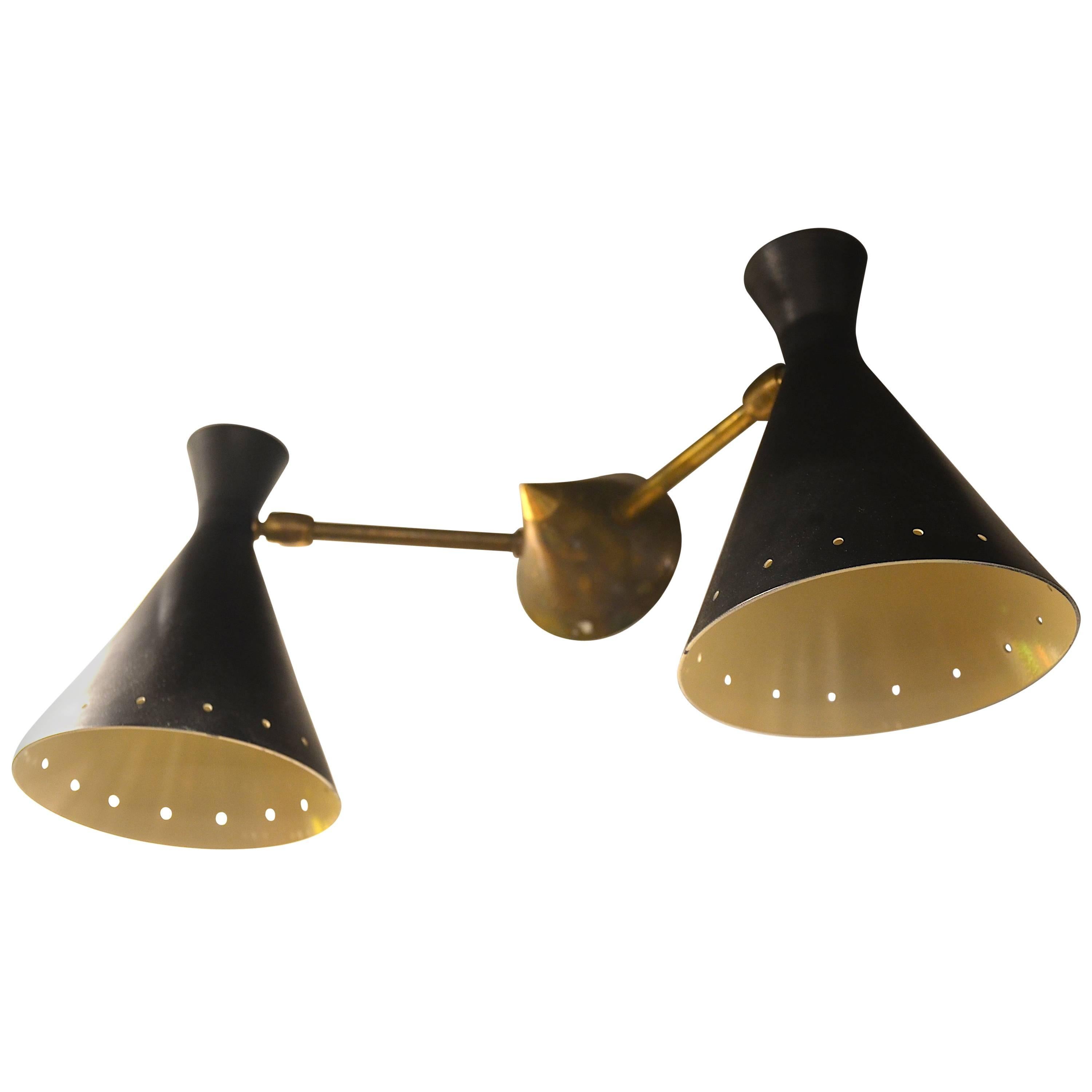 Italian Painted Metal And Brass Double Sconce 