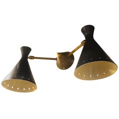 Italian Painted Metal And Brass Double Sconce 
