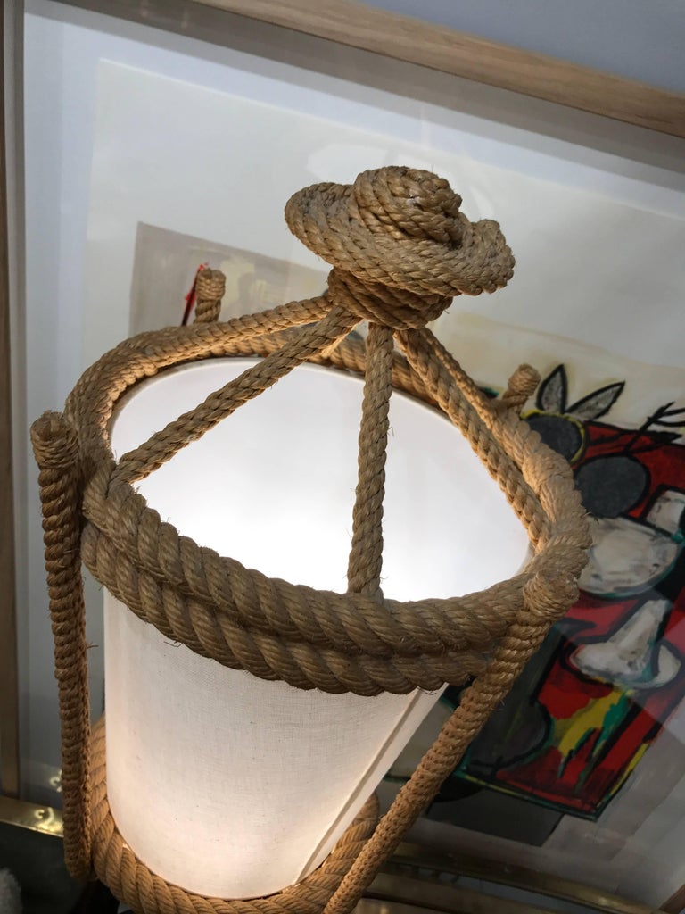 Fantastic Audoux Minet Rope Floor Lamp, circa 1960 In Excellent Condition For Sale In Megeve, FR