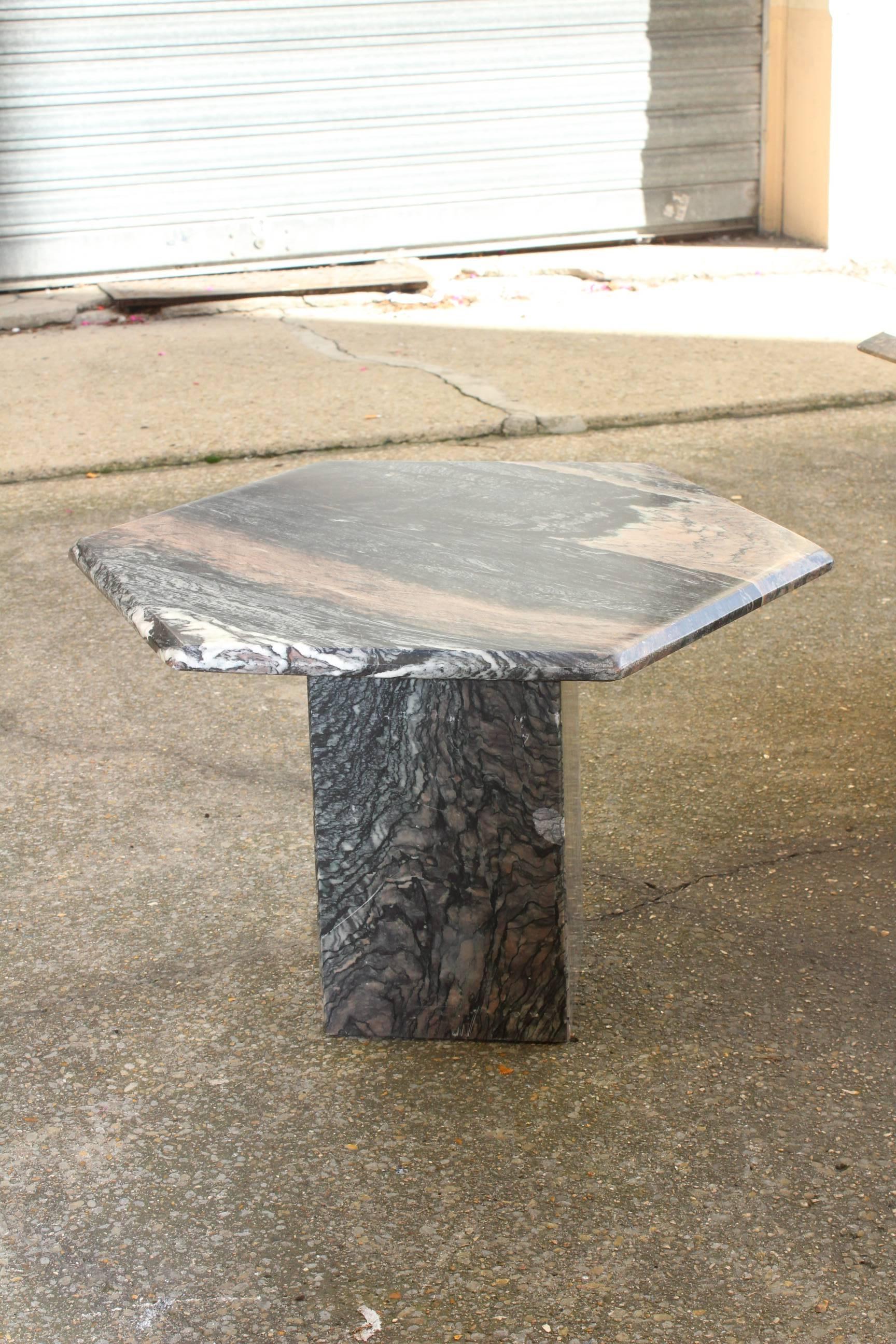 Mid-20th Century Beautiful Set of Three Marble Nesting Cocktail Tables, circa 1960 For Sale