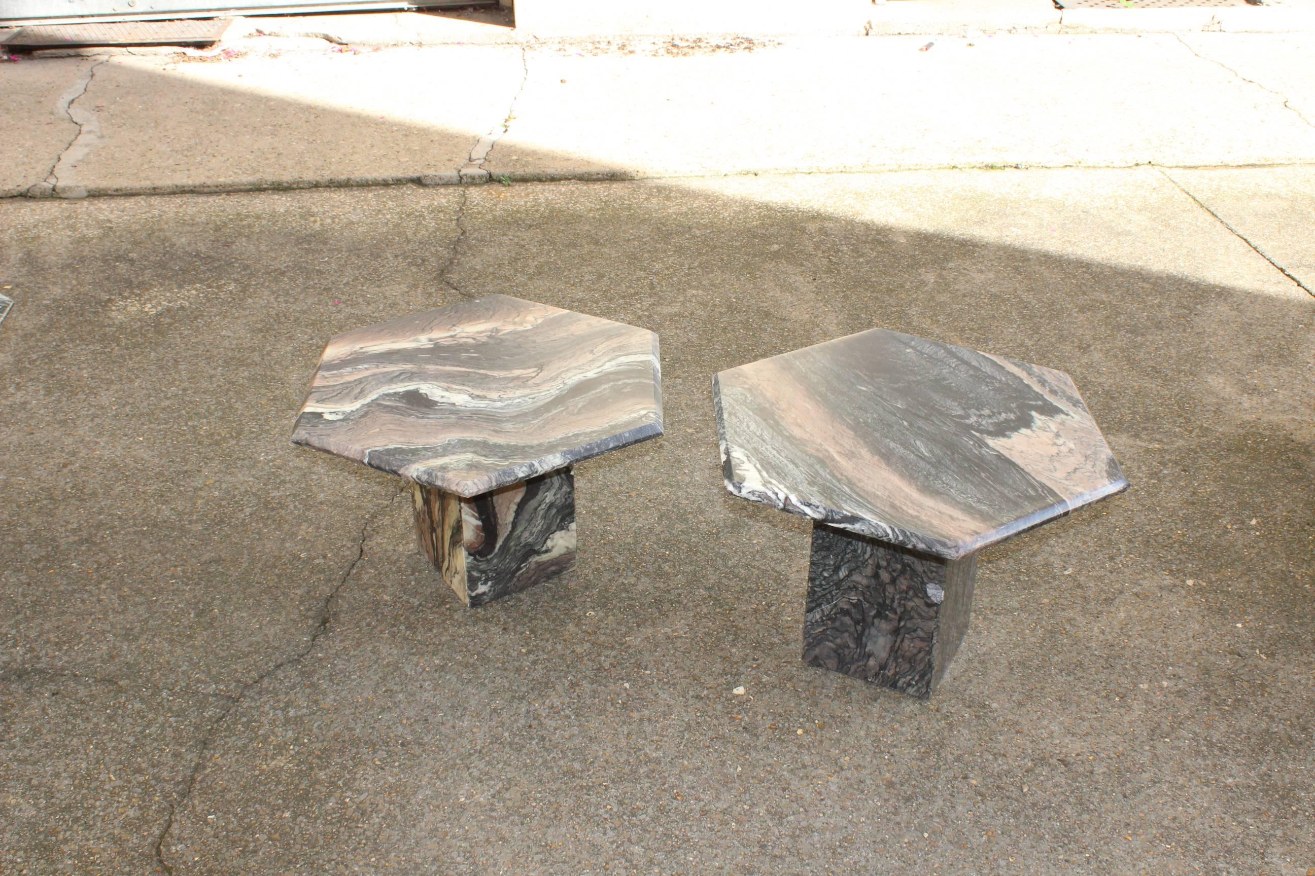 Beautiful Set of Three Marble Nesting Cocktail Tables, circa 1960 For Sale 1