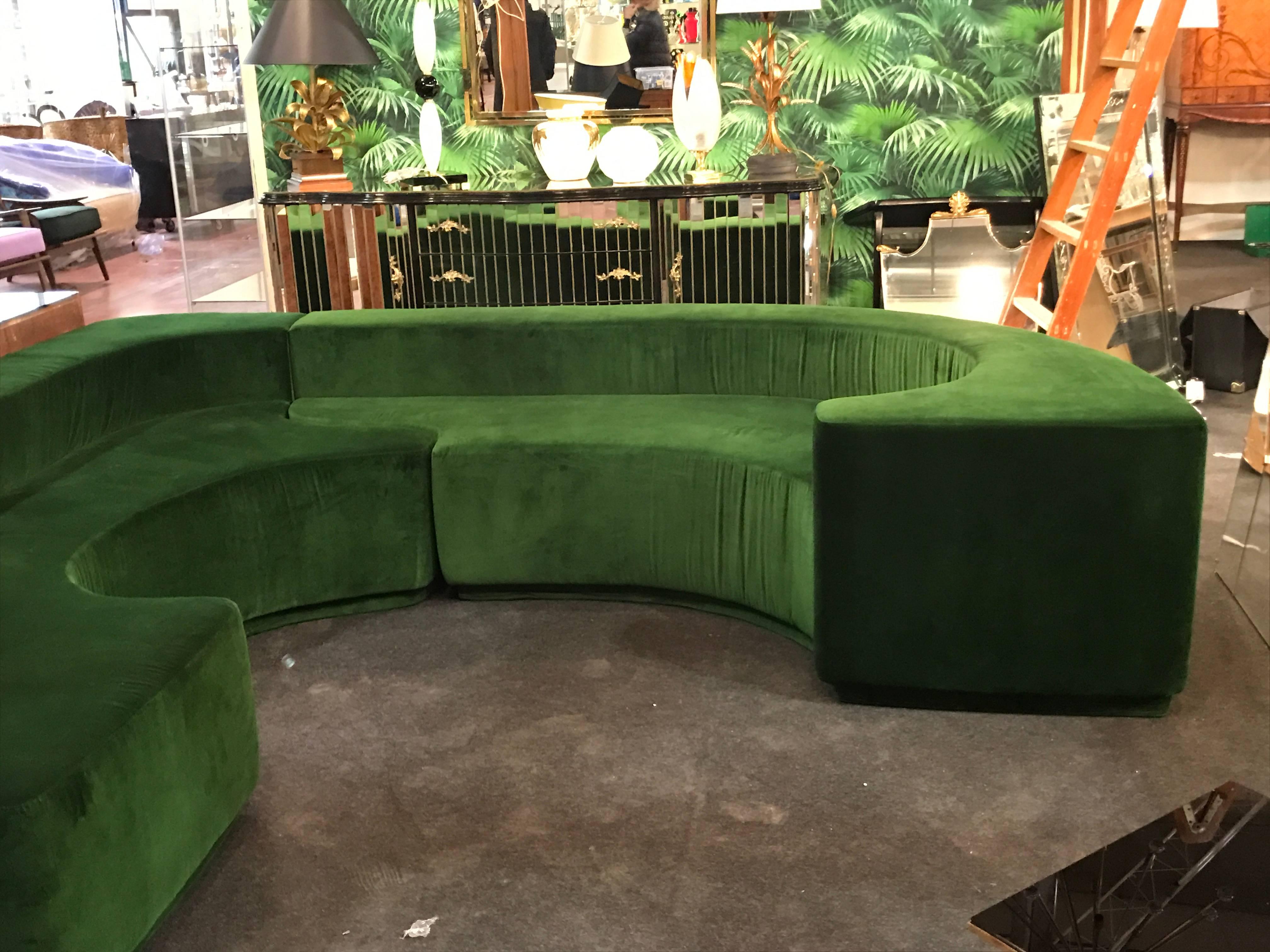 French Fantastic and Huge Reupholstered Green Sofa For Sale