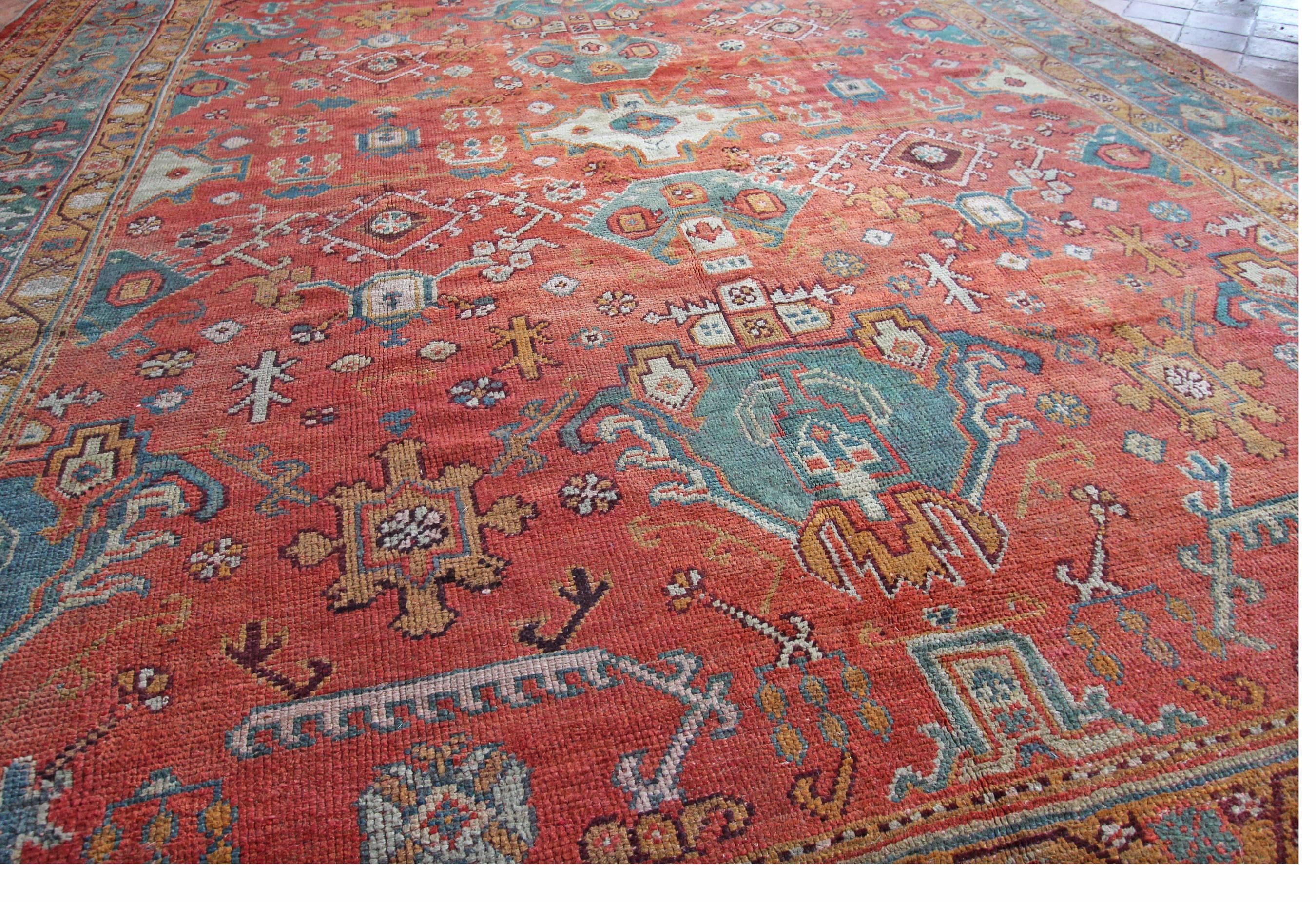 Wool Antique Ushak Carpet, Anatolia For Sale