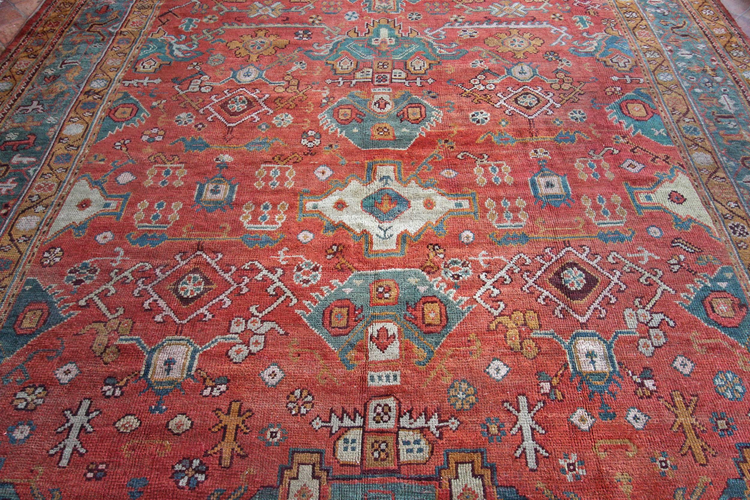 19th Century Antique Ushak Carpet, Anatolia For Sale