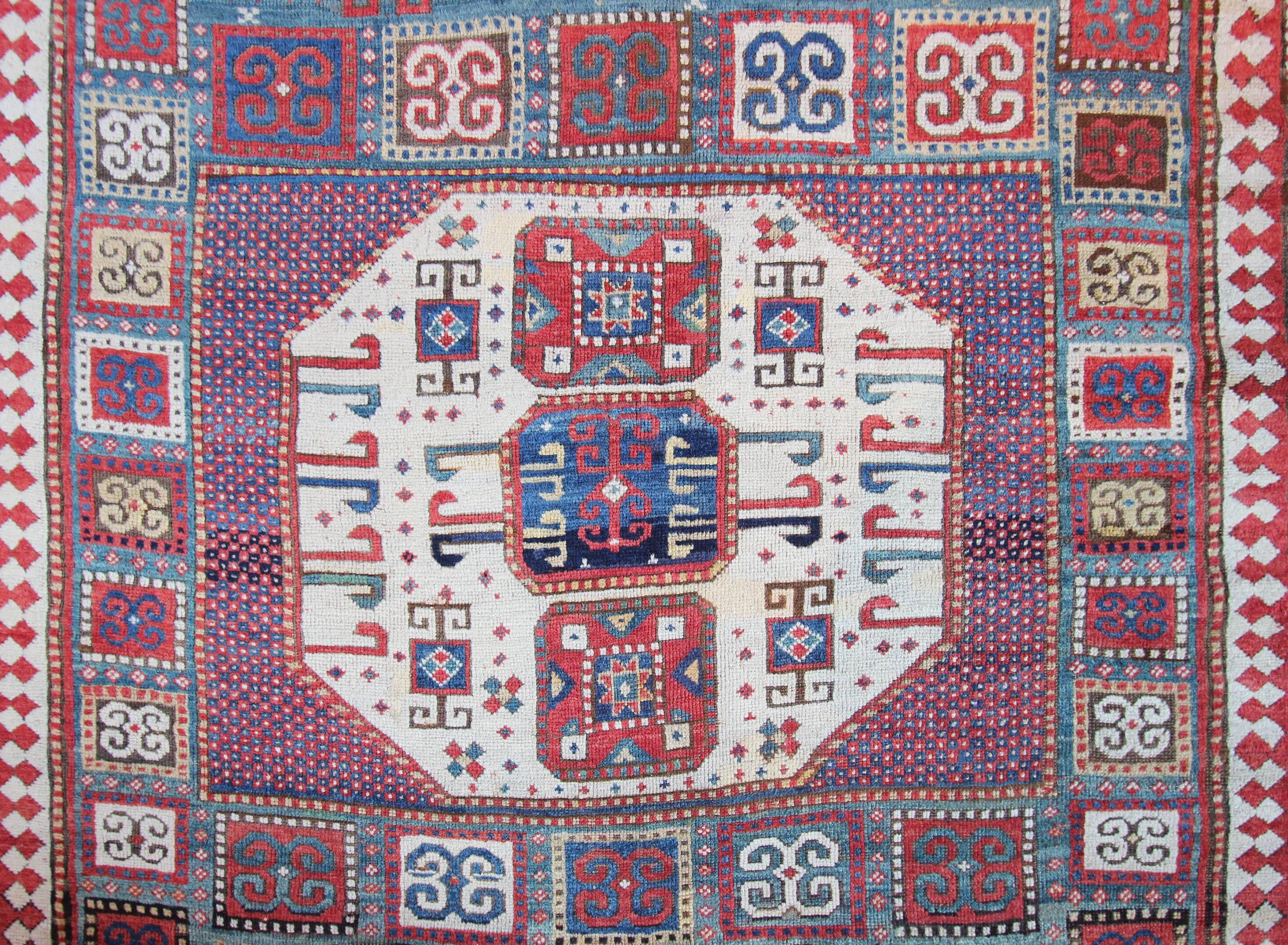 Hand-Woven Antique Karachov Kazak Rug