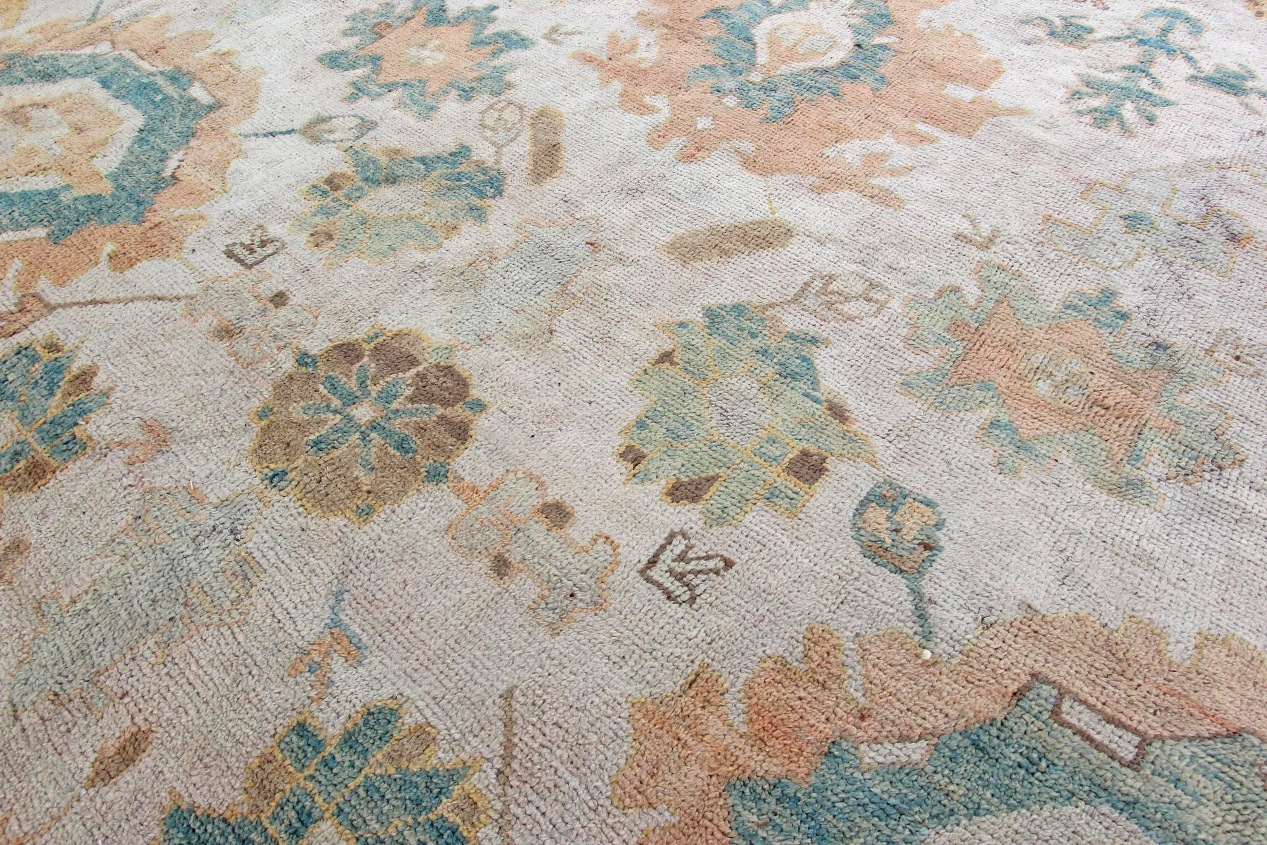 Wool Antique Oushak Carpet, Anatolia For Sale