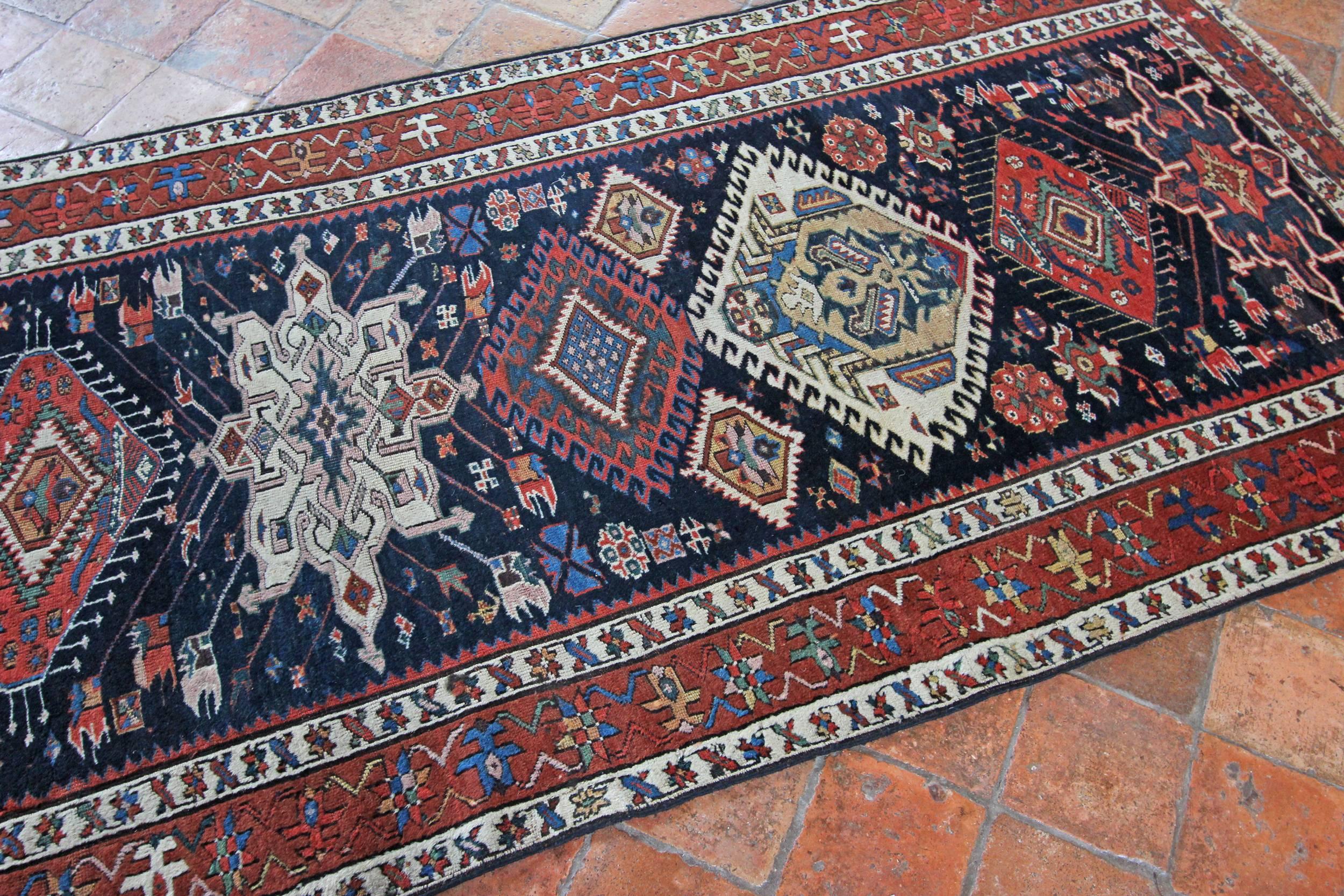 Hand-Woven Antique Karaja Runner For Sale