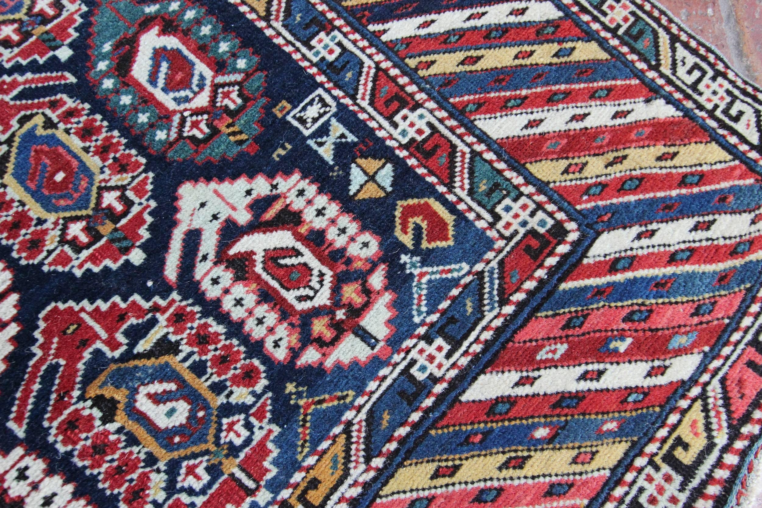 Wool Antique Kuba Caucasian Rug For Sale