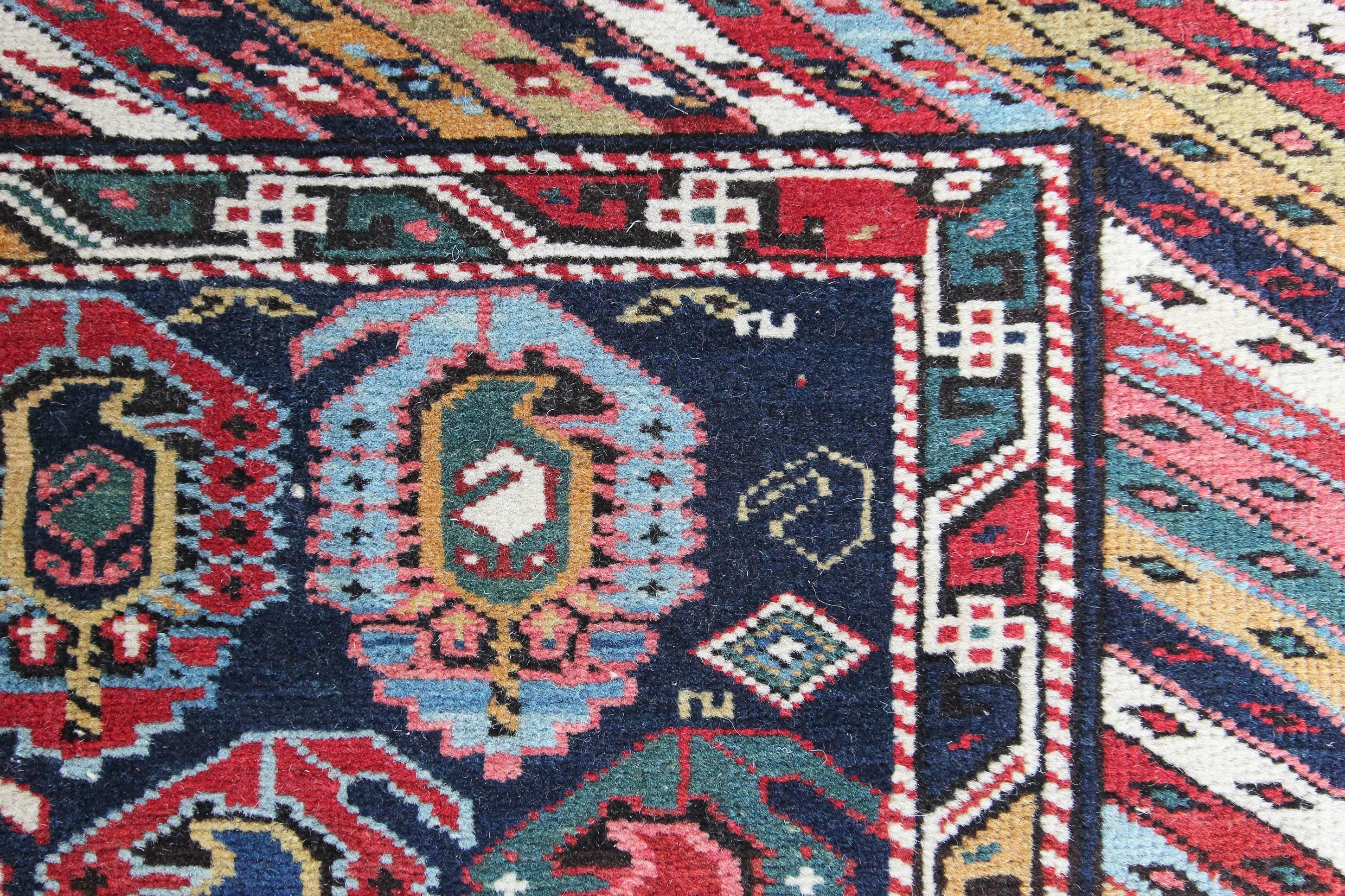 Hand-Woven Antique Kuba Caucasian Rug For Sale