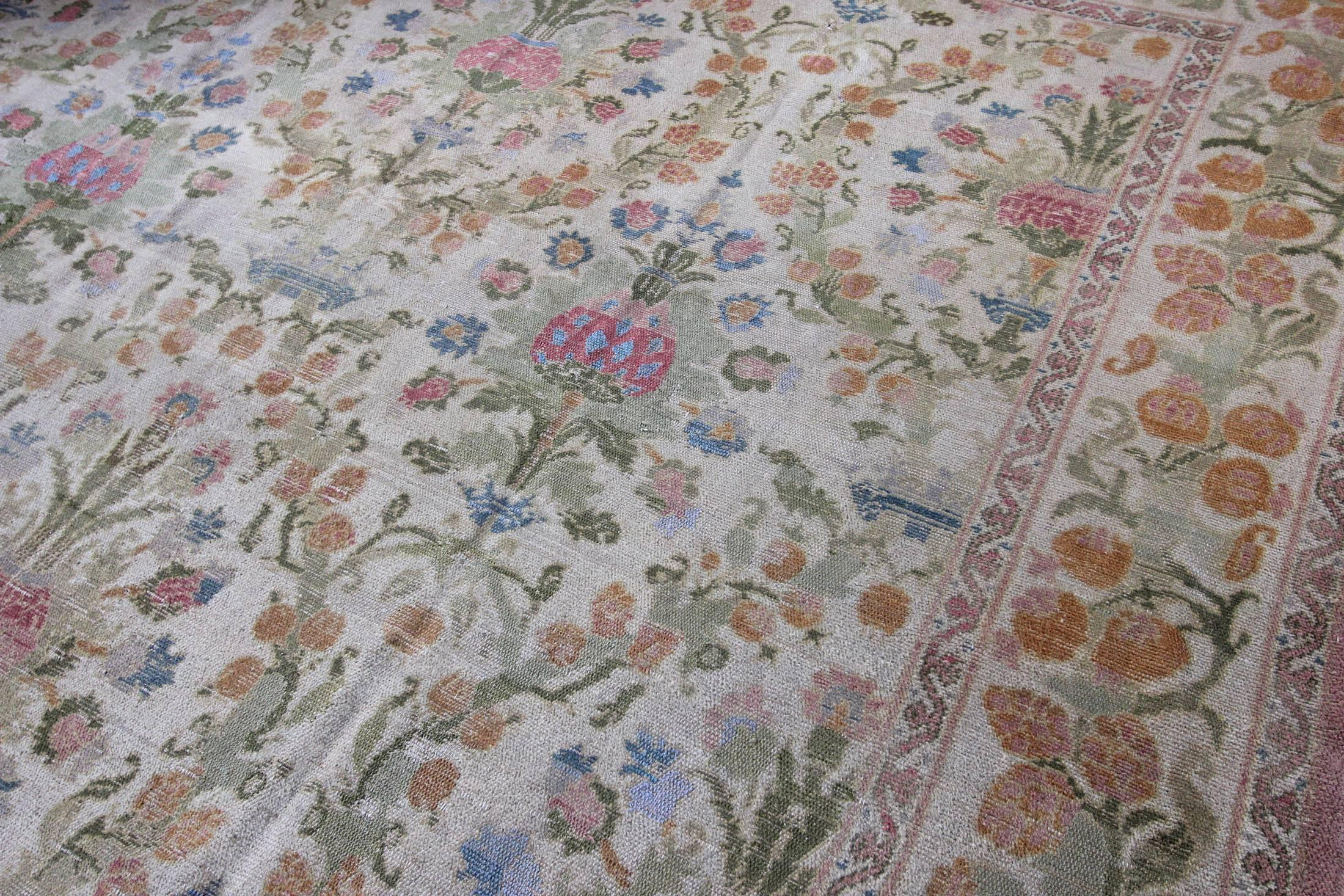 Hand-Knotted Antique Cuenca Spanish Carpet