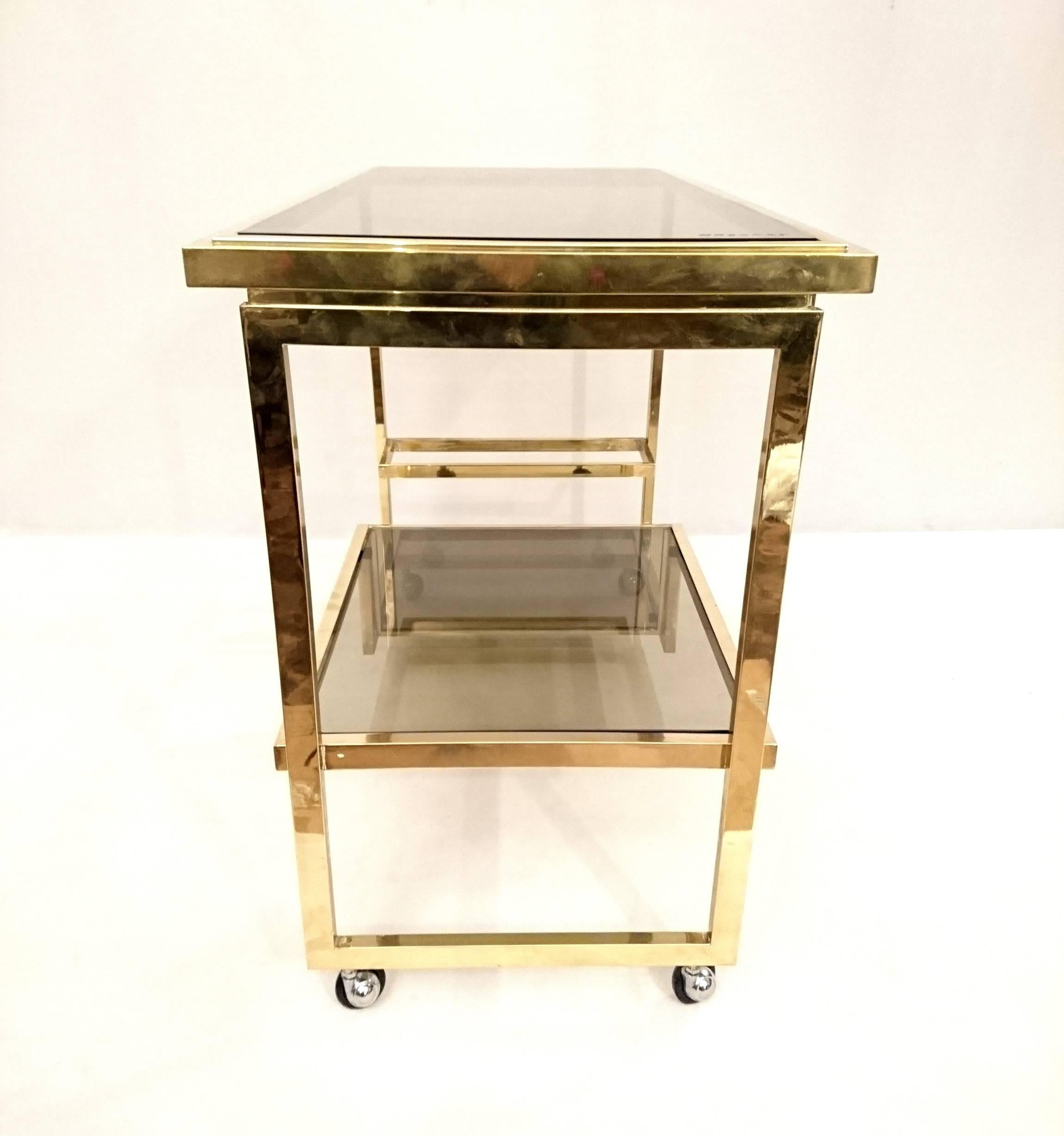 Italian Brass Bar Cart by Nazaret for Cidue Italy
