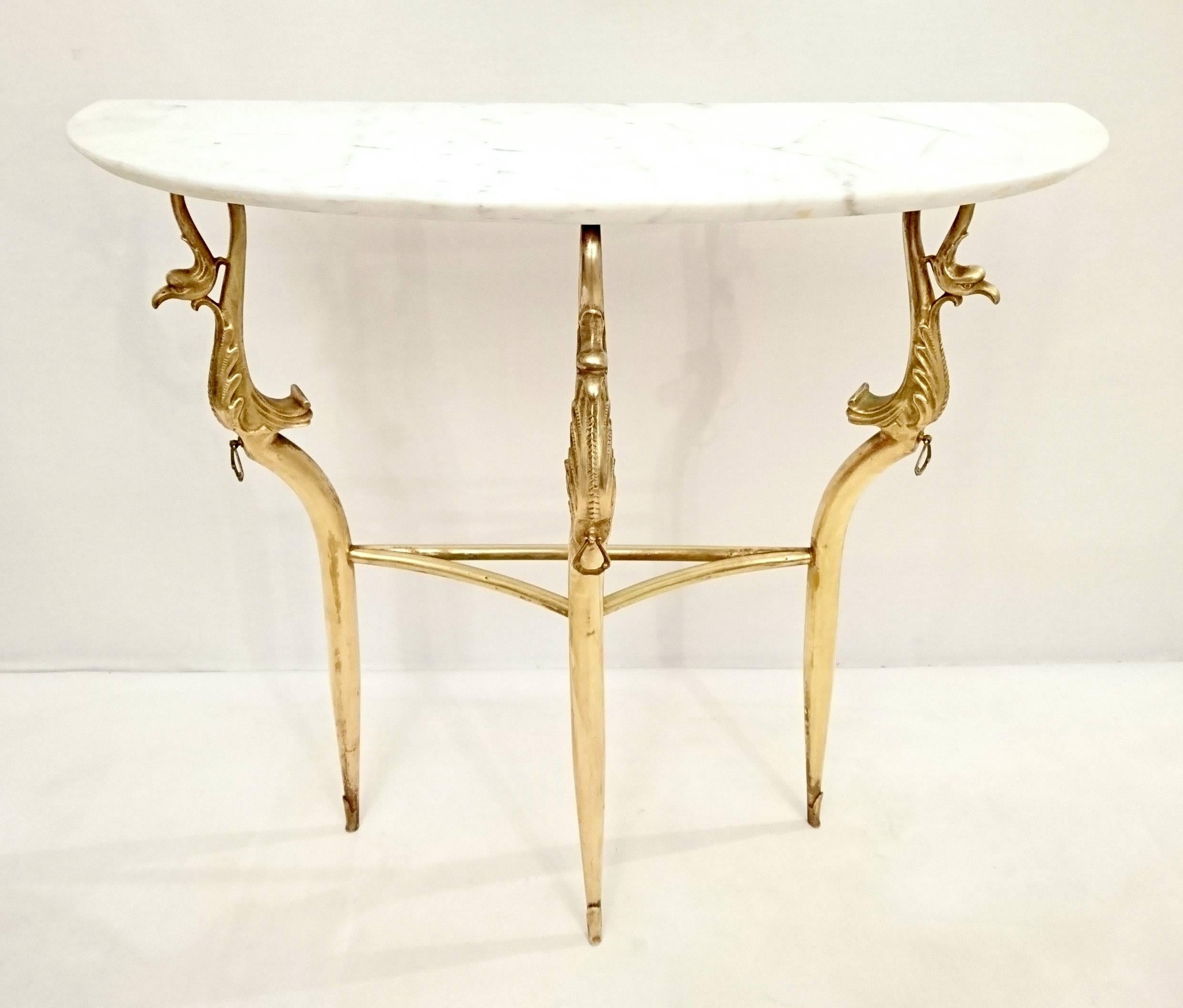Italian Empire Style Marble Console Table and Mirror
