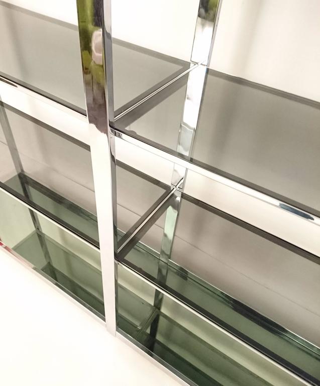Large Chrome and Glass Bookshelf Etageré at 1stDibs