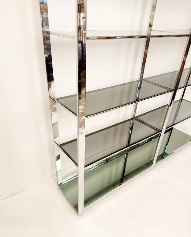 Large Chrome and Glass Bookshelf Etageré at 1stDibs