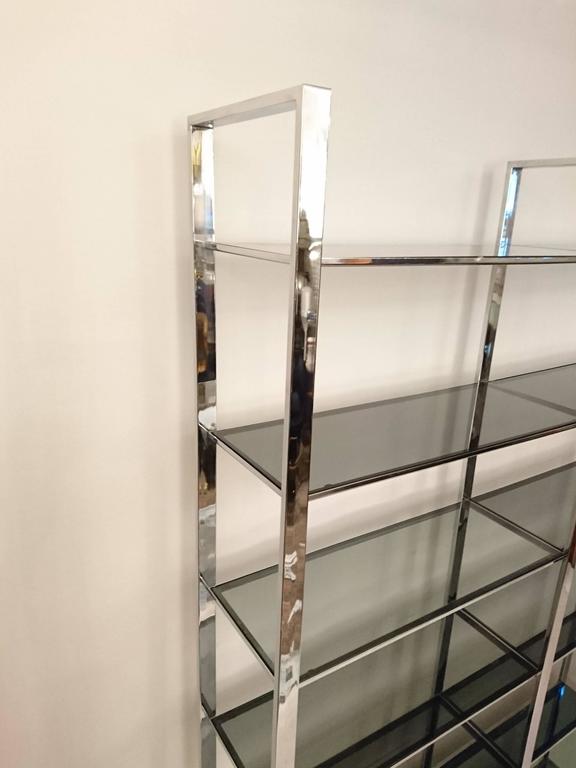 Large Chrome and Glass Bookshelf Etageré at 1stDibs