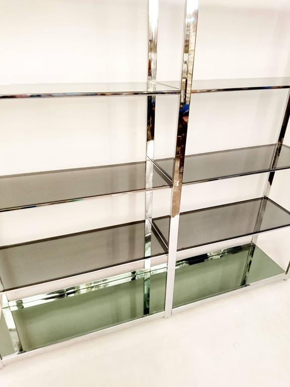 Large Chrome and Glass Bookshelf Etageré at 1stDibs
