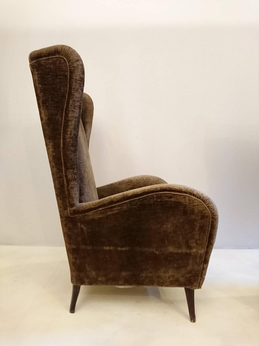 Mid-Century Italian Wingback Armchairs In Good Condition In Albano Laziale, Rome/Lazio